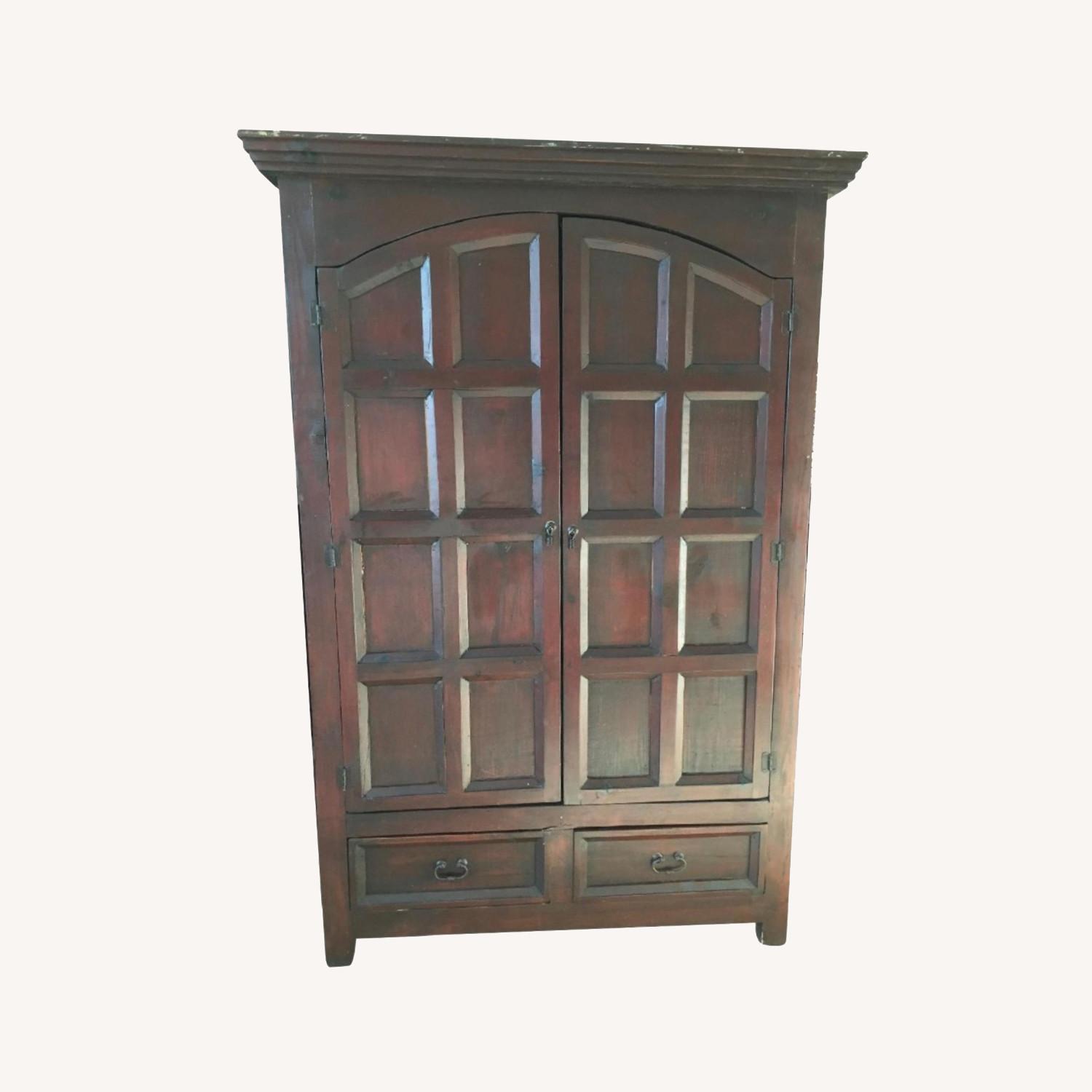 Solid Wood English Tudor Armoire, Chocolate AptDeco