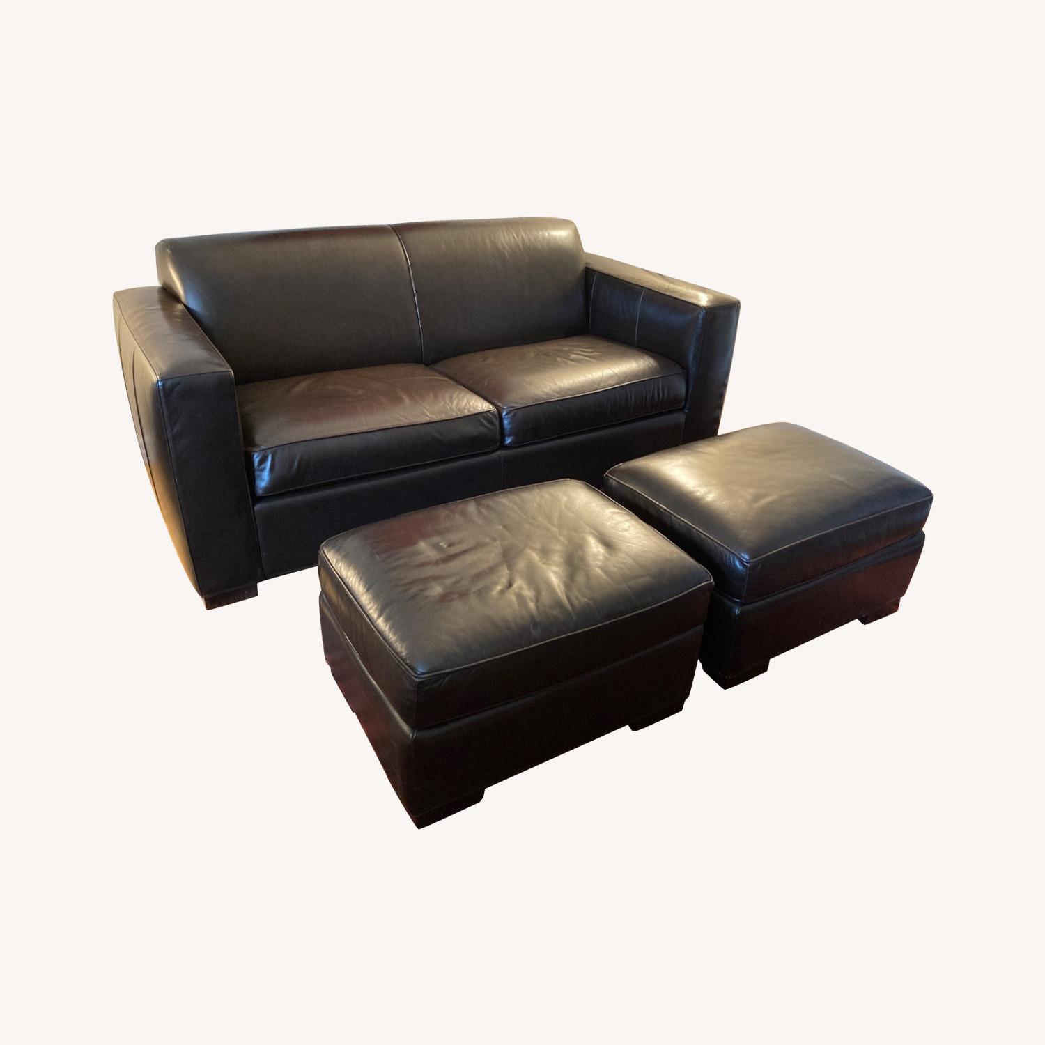 Room & Board Ian Dark Brown Leather Ottoman - image-0