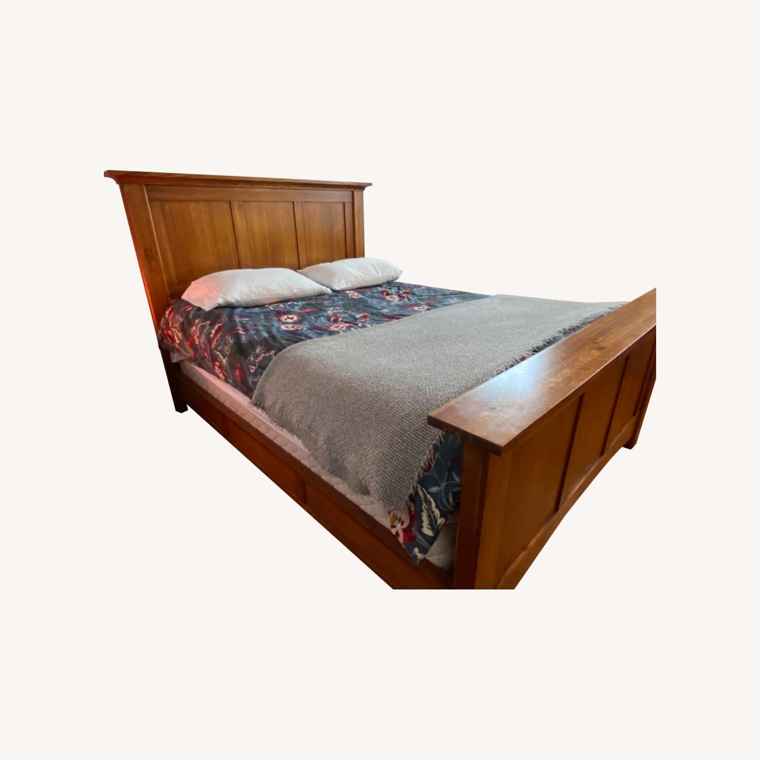 Restoration Hardware Mission Style Solid Oak Queen Bed - image-7