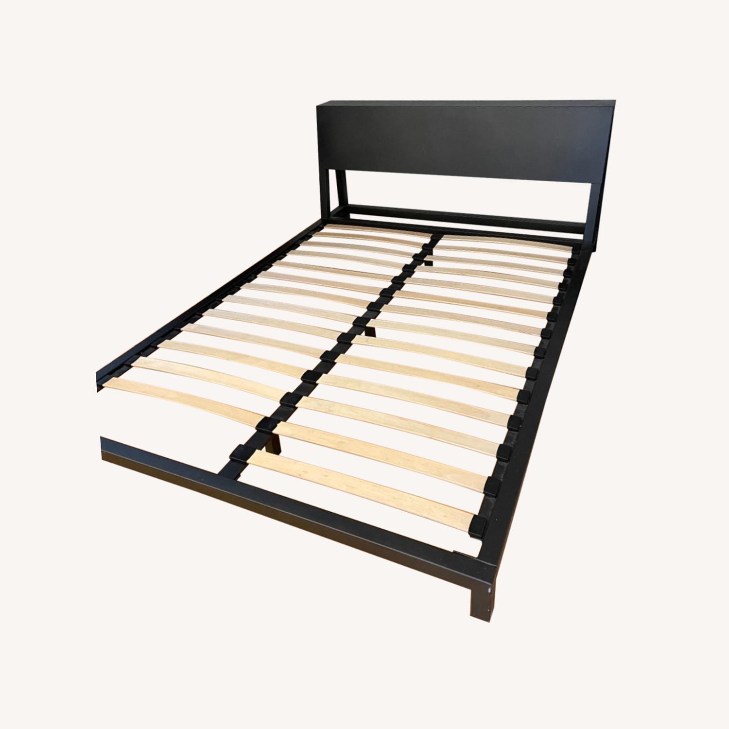 CB2 Black Metal Headboard & Bedframe (Queen) AptDeco