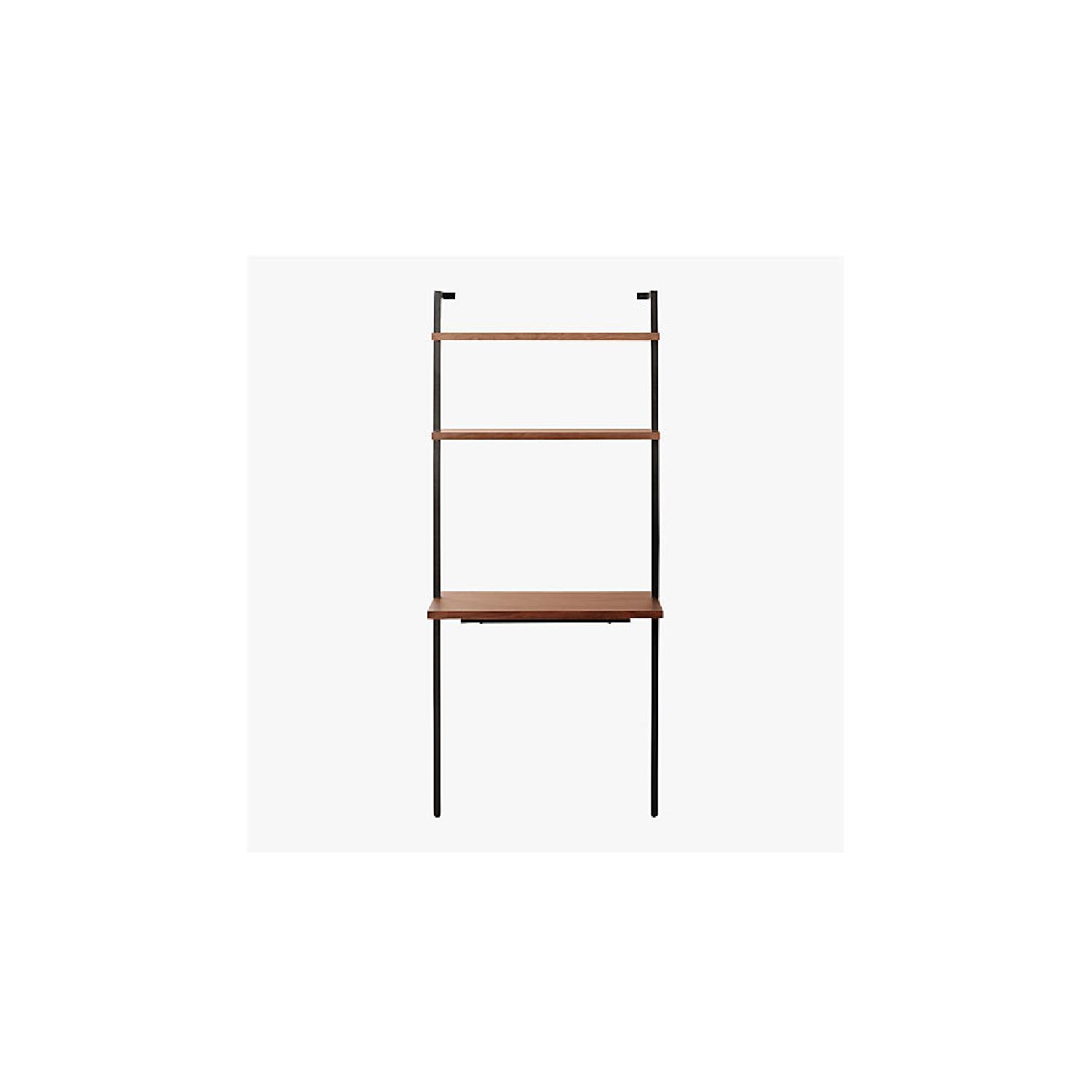 CB2 Helix Acacia Wall Mounted Desk with Shelves - image-5