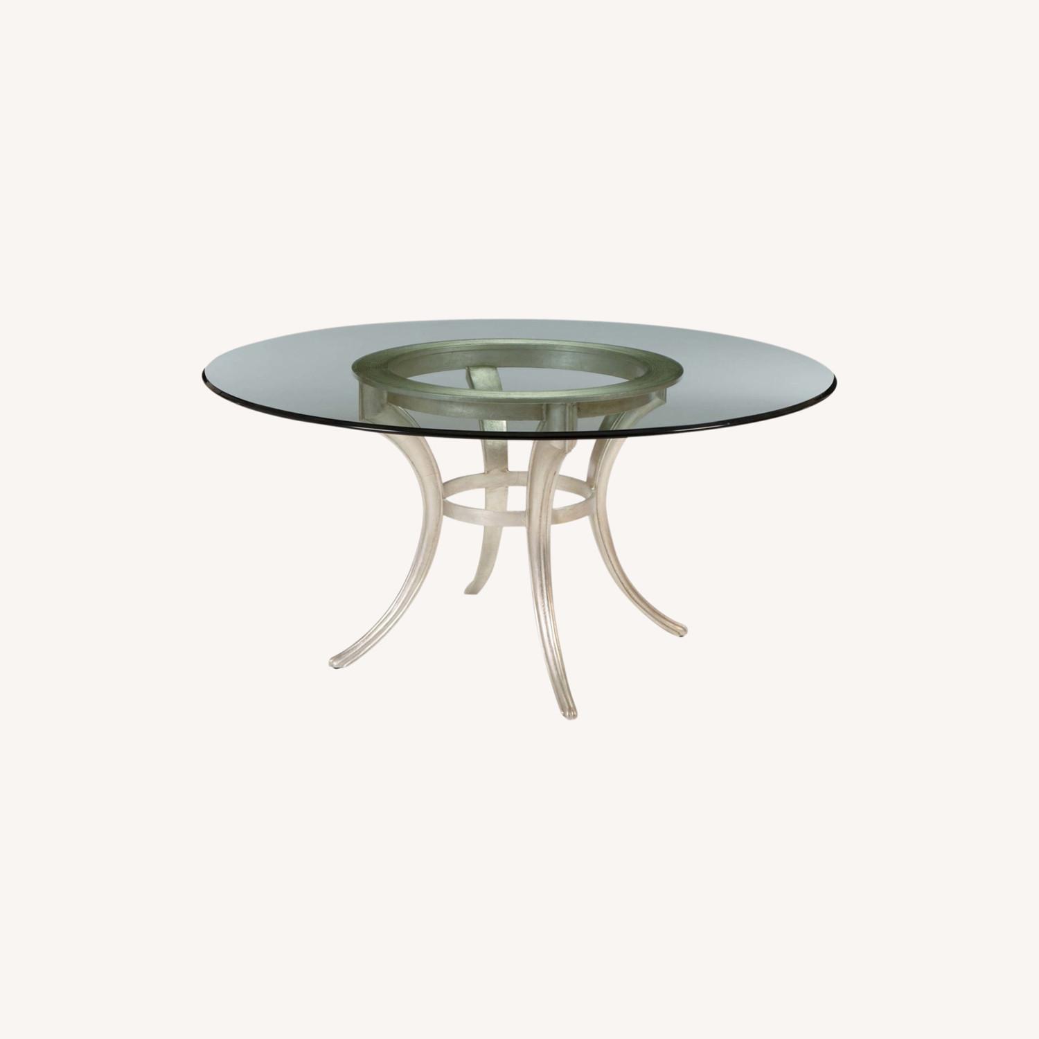 Ethan Allen 48" Glass Dining Room Table - AptDeco