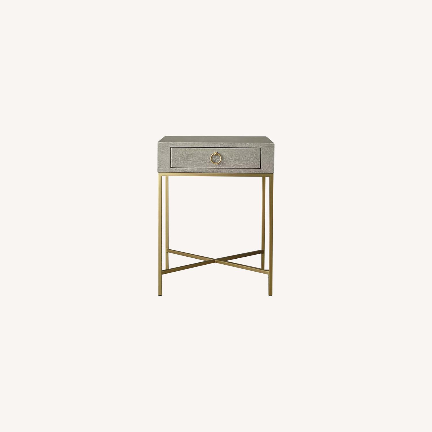 Restoration Hardware Bedside Table Fog/Brass AptDeco