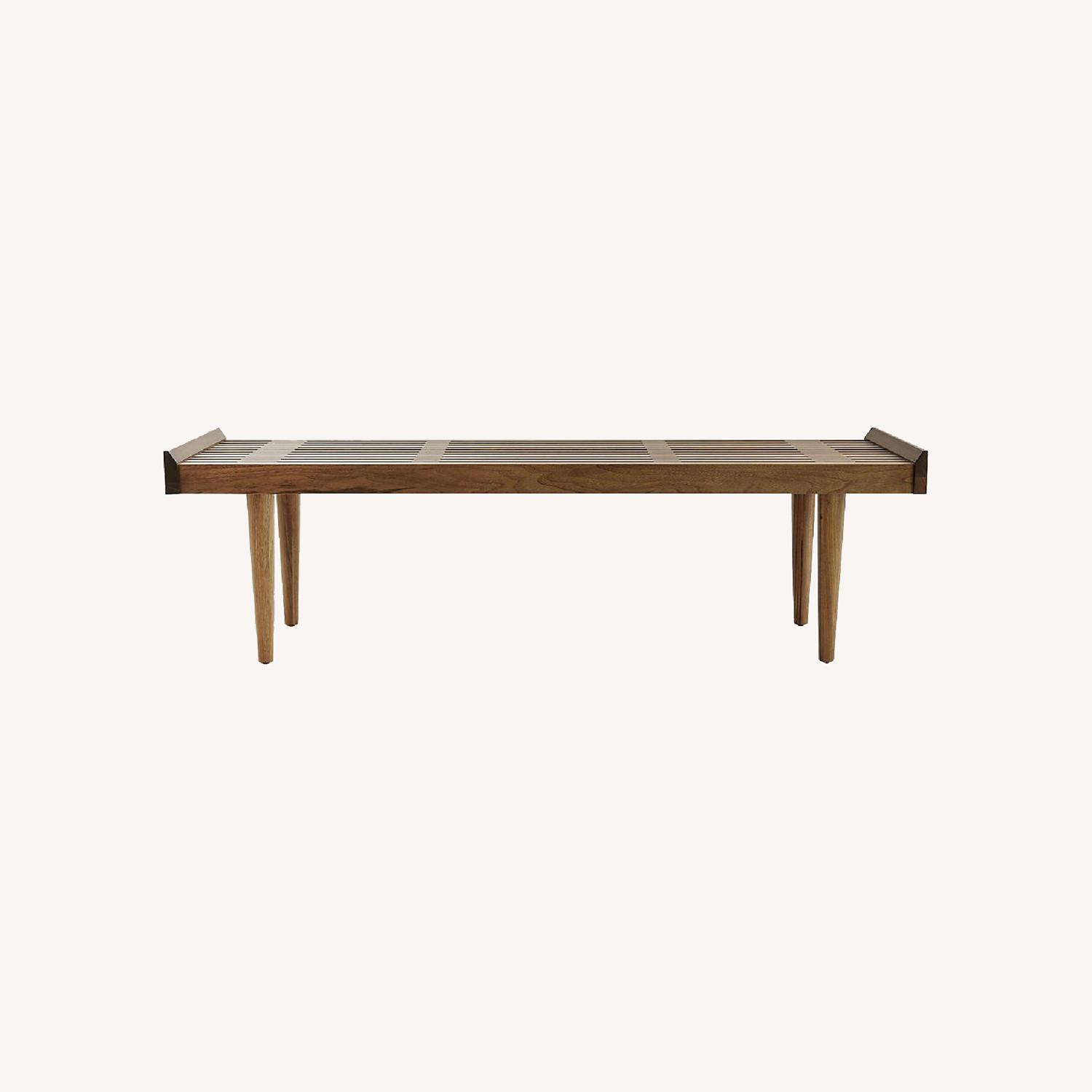 Crate and Barrel Tate Walnut Slatted Bench AptDeco