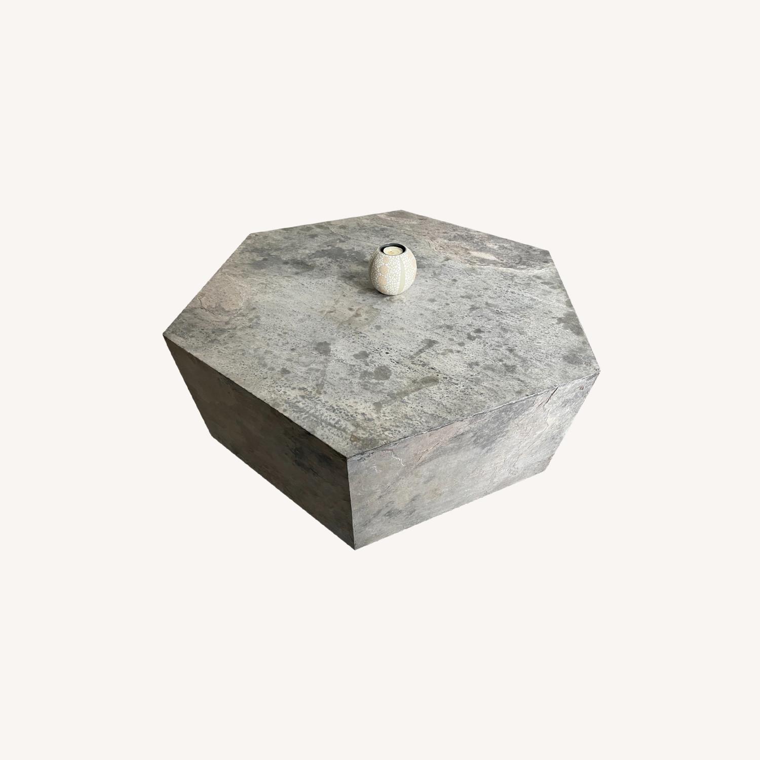 West Elm Coffee Table Concrete Granite Hexagonal - image-0