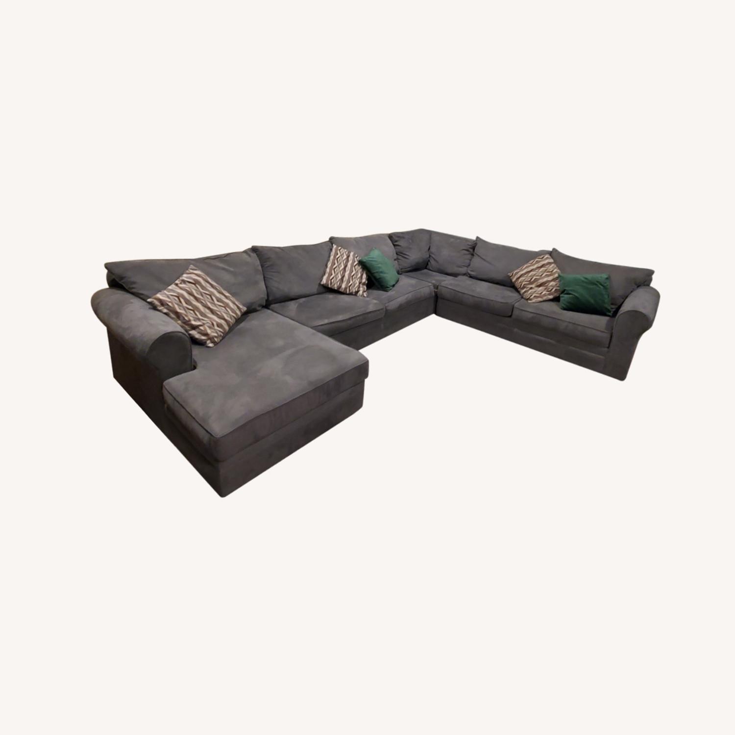 Bob's Discount Furniture Light Blue Sectional Sofa AptDeco