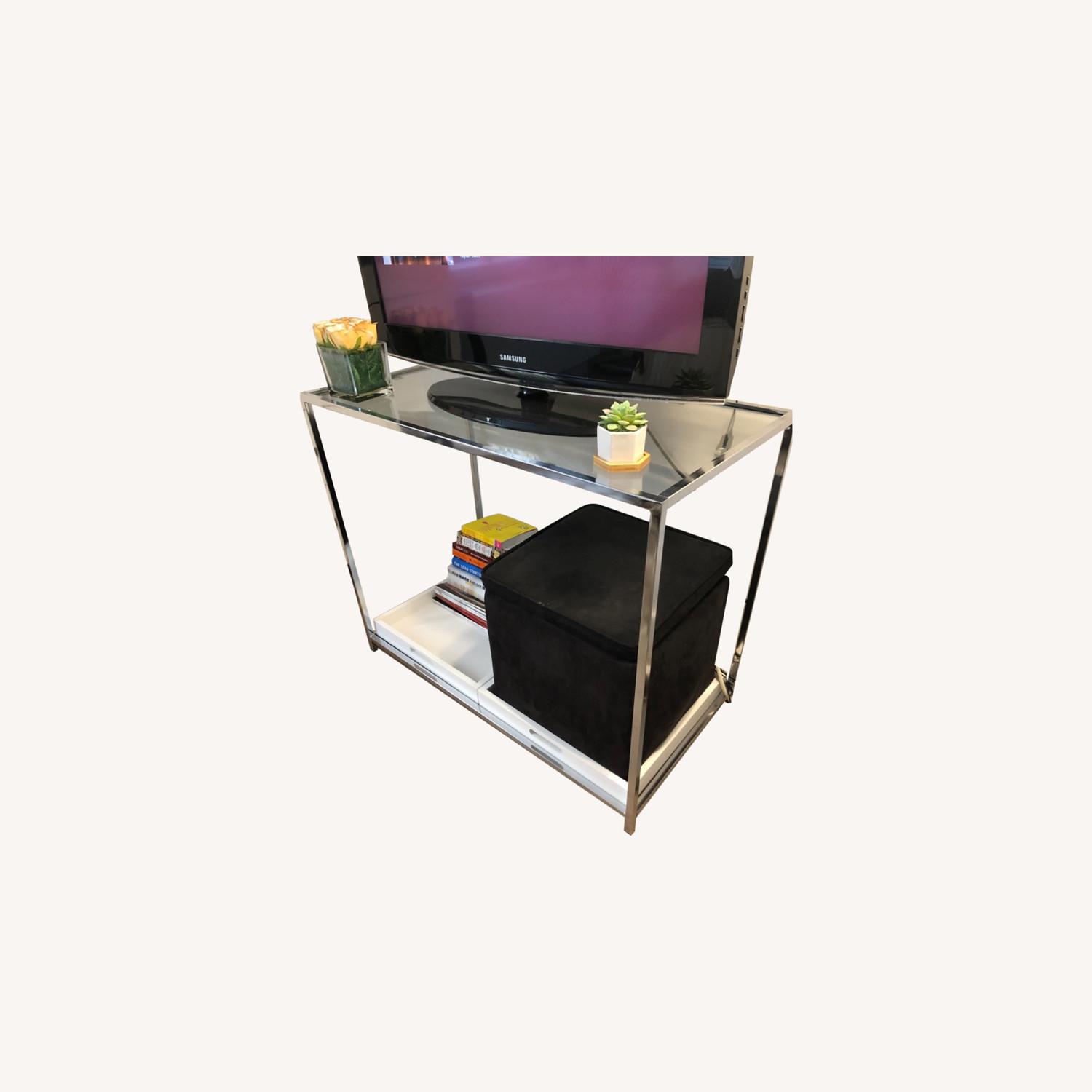 Glass Silver Console Table - image-0