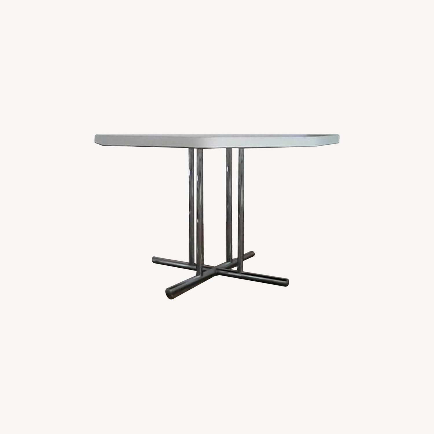 Octagonal White Top/chrome Base Dining Table - image-0