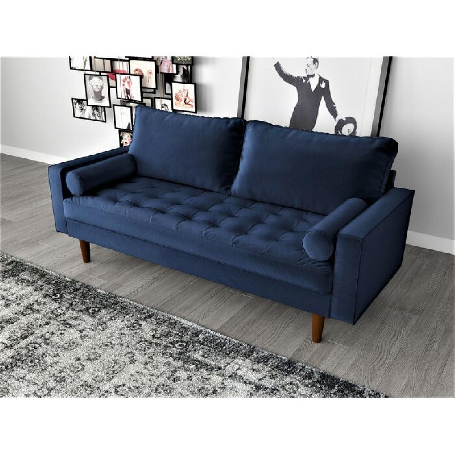 Wayfair Blue Velvet Mid Century Modern Sofa - image-4