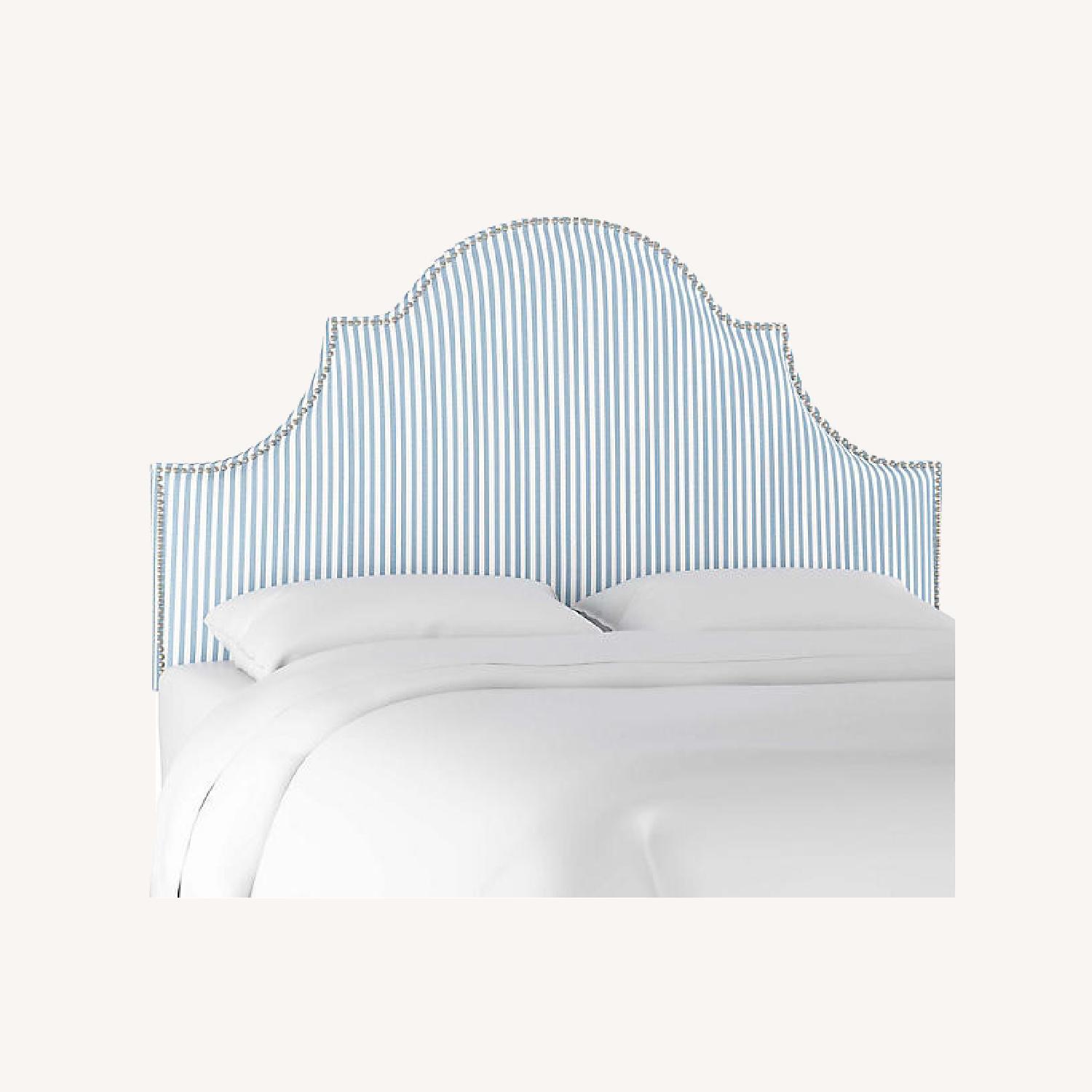 One King's Lane Blue and White Striped Full Headboard - image-0