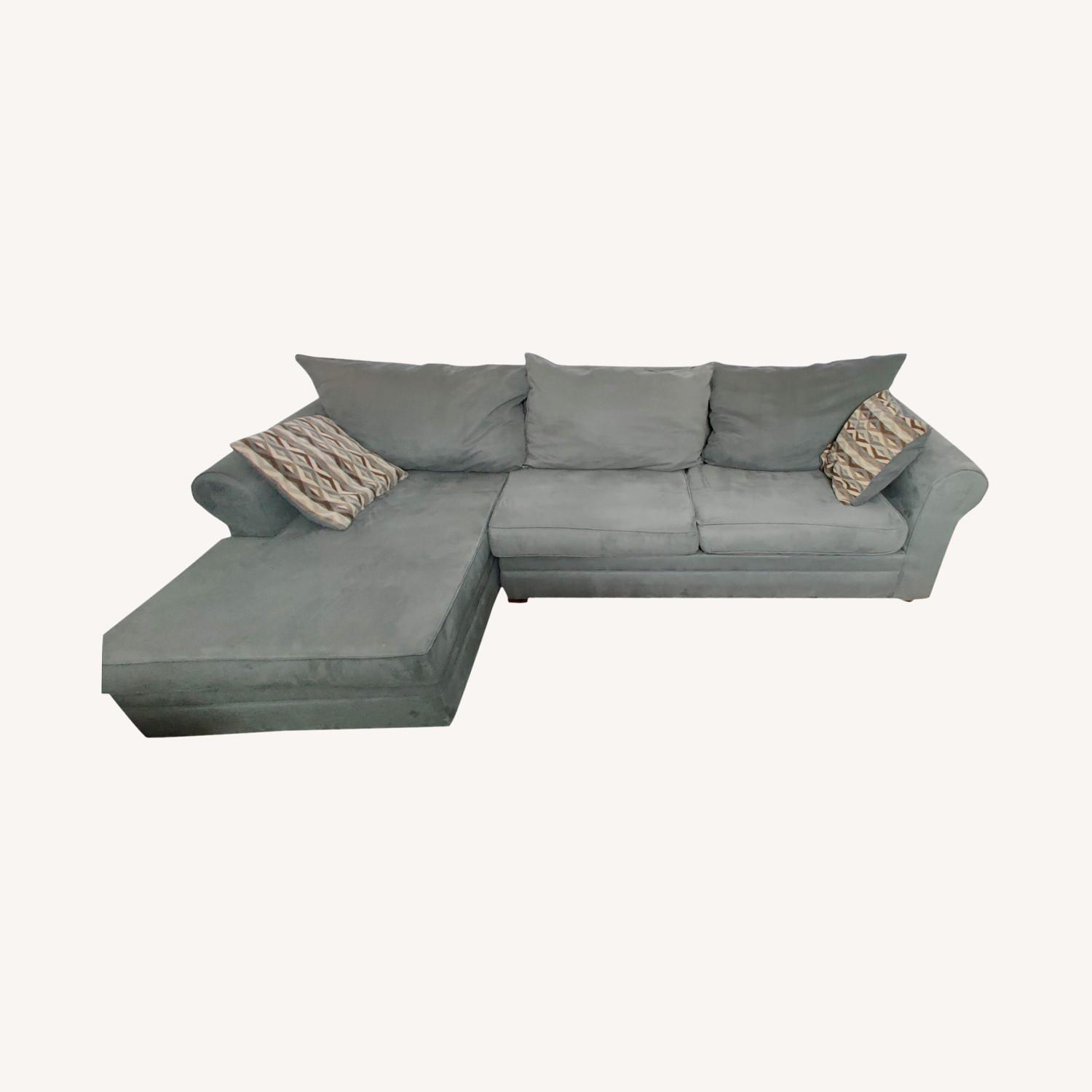 Bob's Discount Furniture Blue Gray 2 Piece Sofa + Chaise AptDeco
