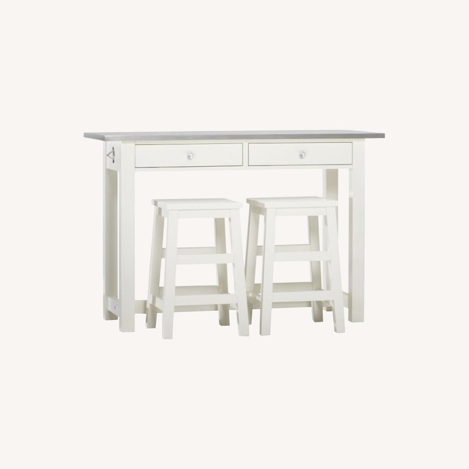 Pottery Barn Kitchen Island with 2 Stools - image-0