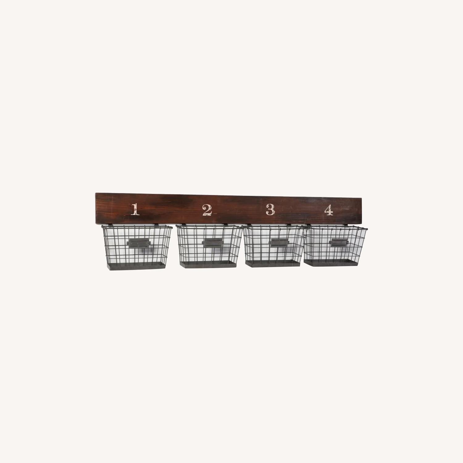 Pottery Barn Wood And Wire Wall Multi Basket - image-0