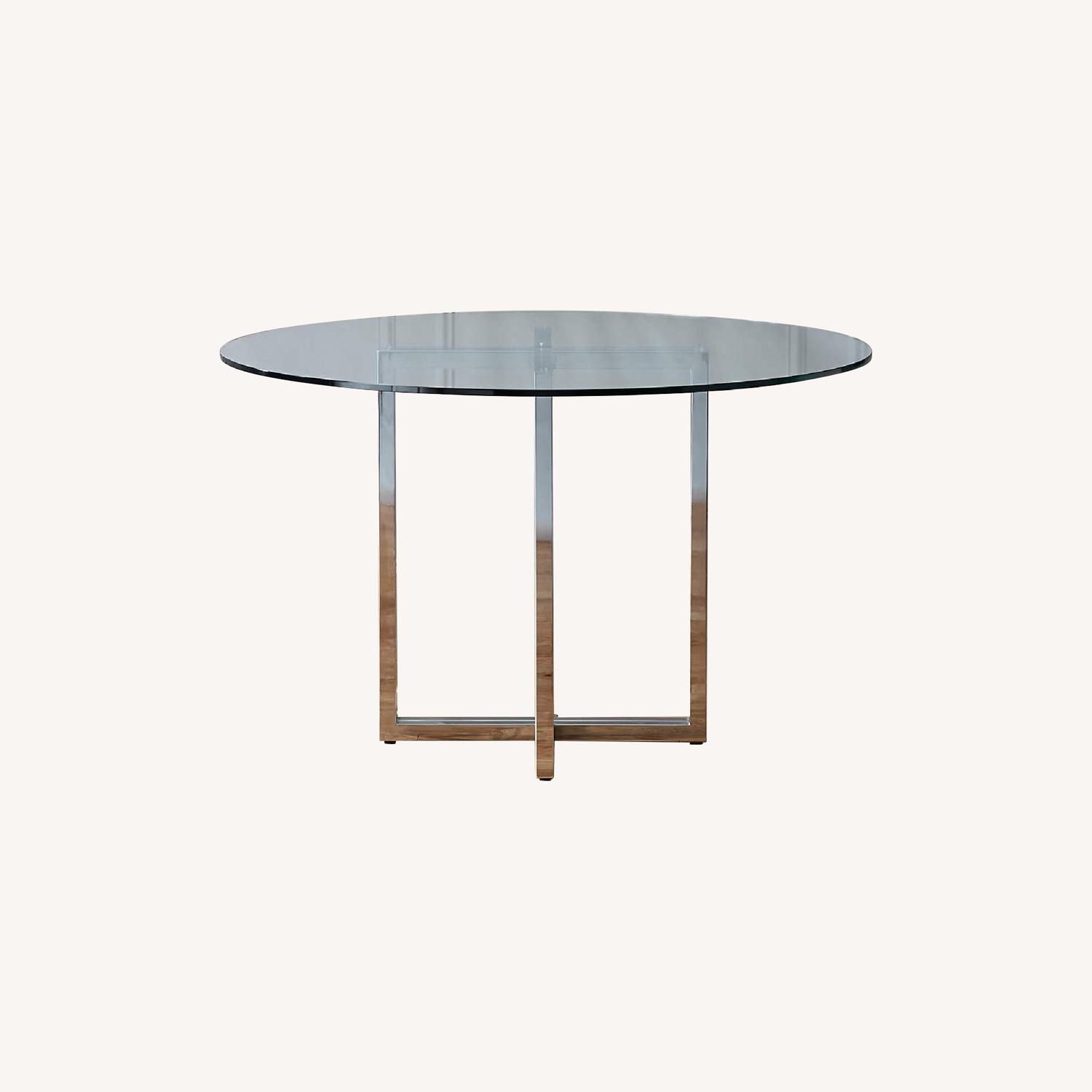 CB2 Brass and Glass Round Table AptDeco