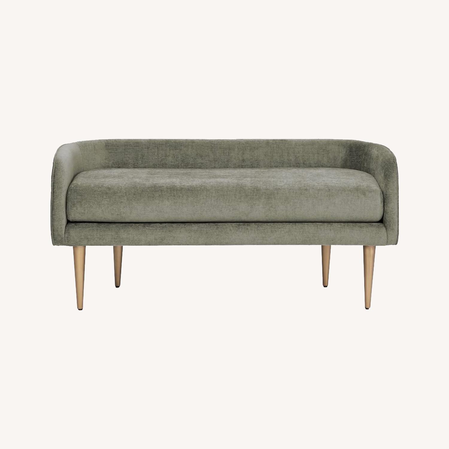 West Elm Celine Bench in Distressed Gray, Brass - image-6