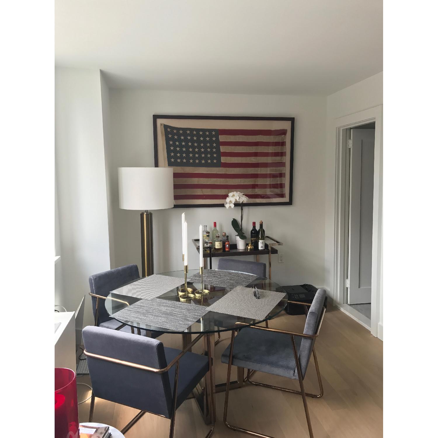 CB2 47" Round Brass and Glass Dining Table - image-1