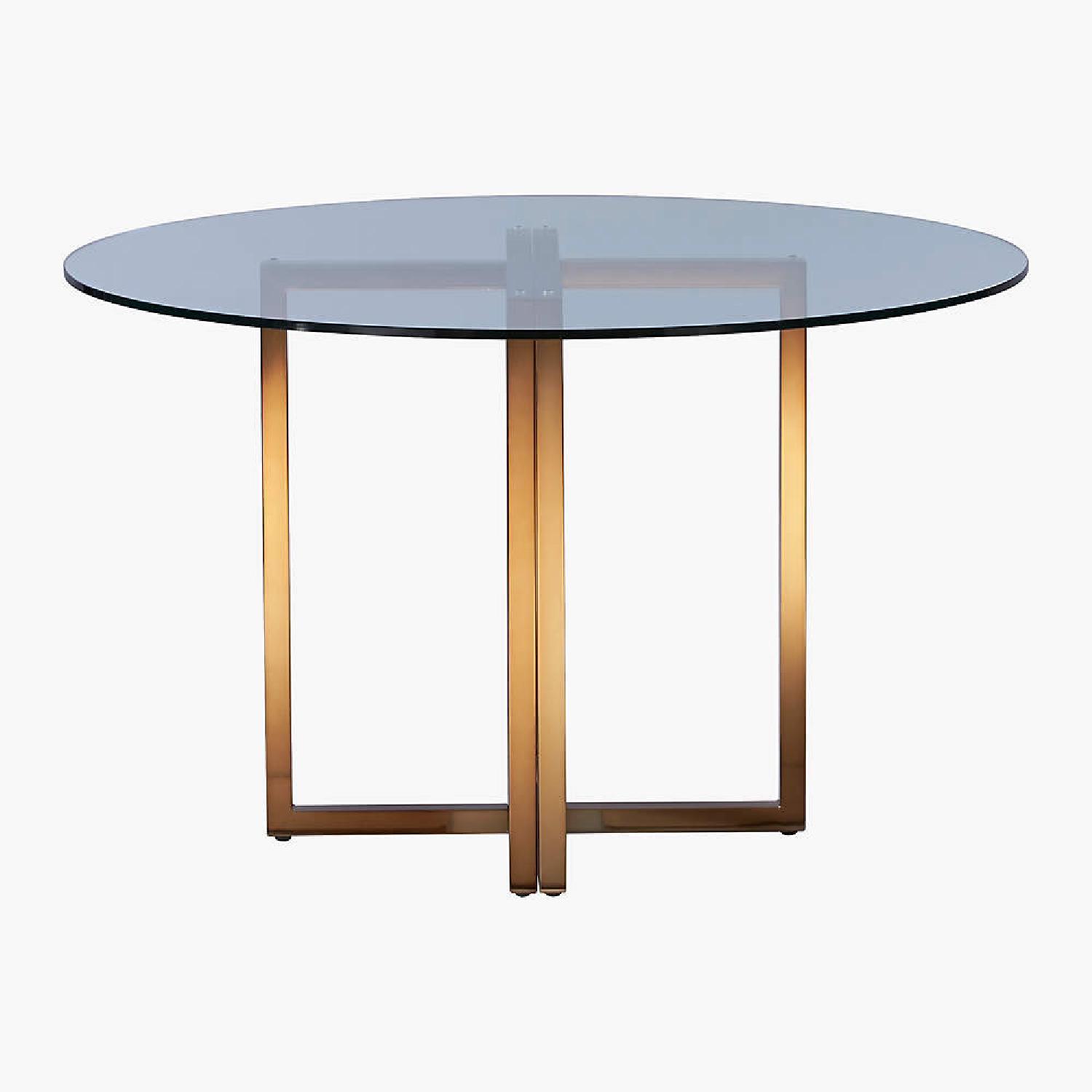 CB2 47" Round Brass and Glass Dining Table - image-3