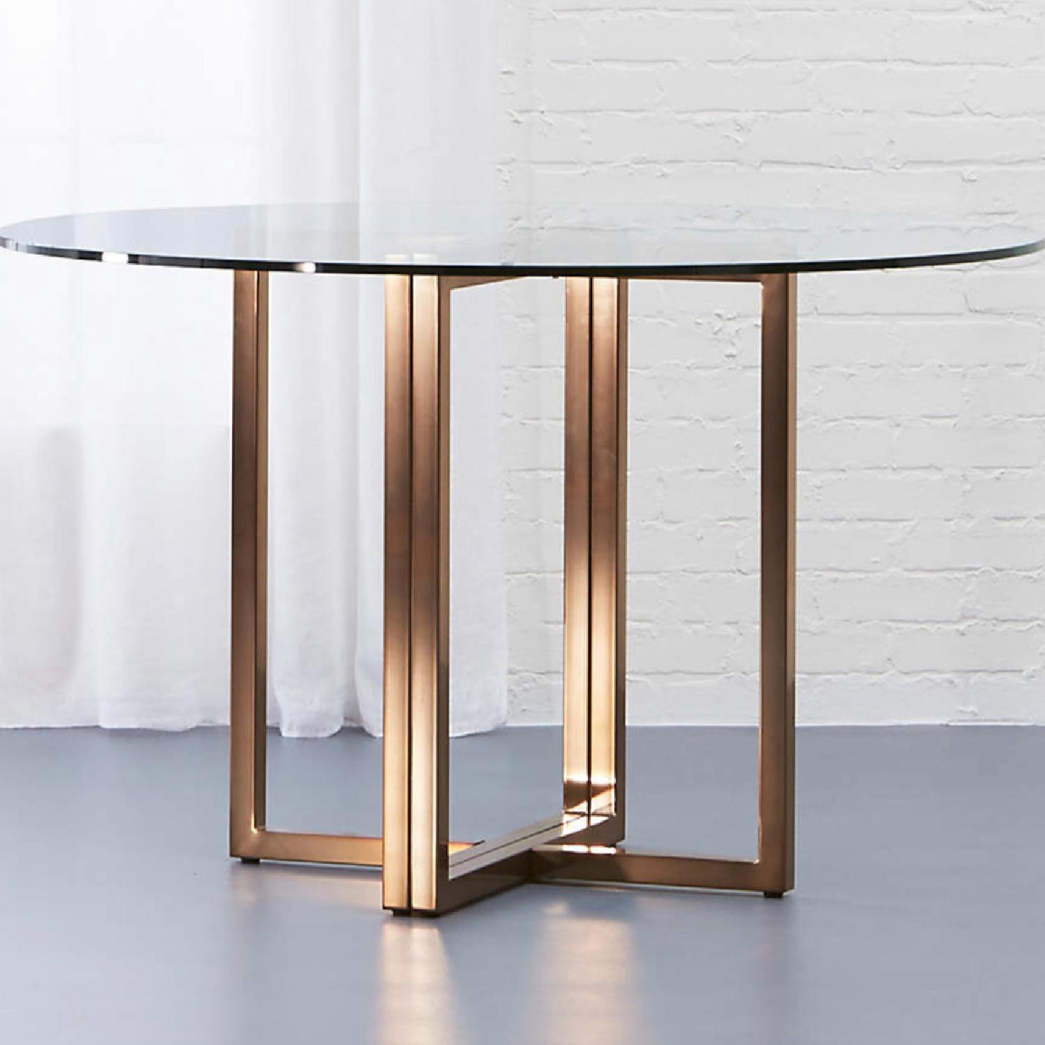 CB2 47" Round Brass and Glass Dining Table - image-4