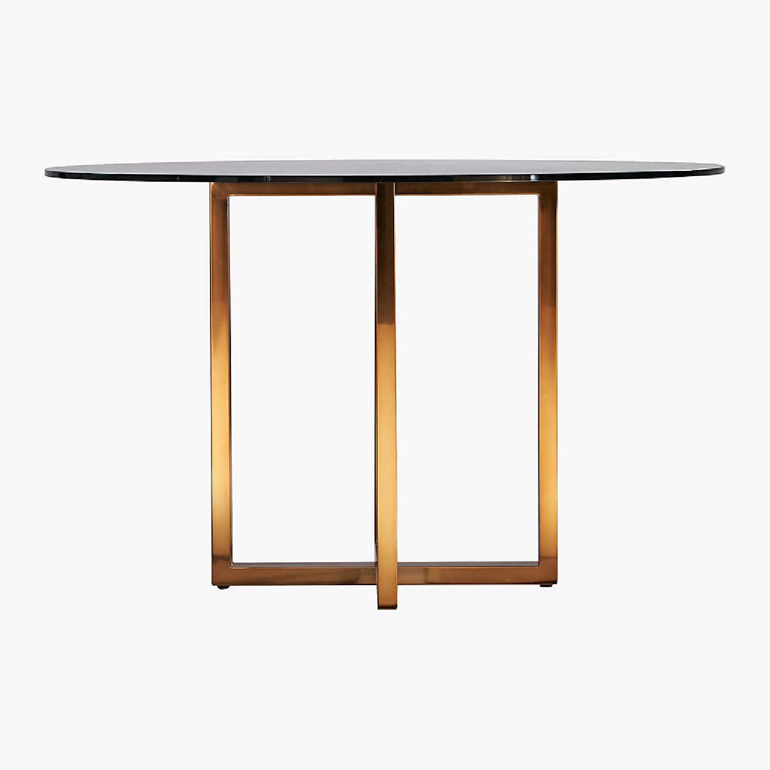 CB2 47" Round Brass and Glass Dining Table - image-5