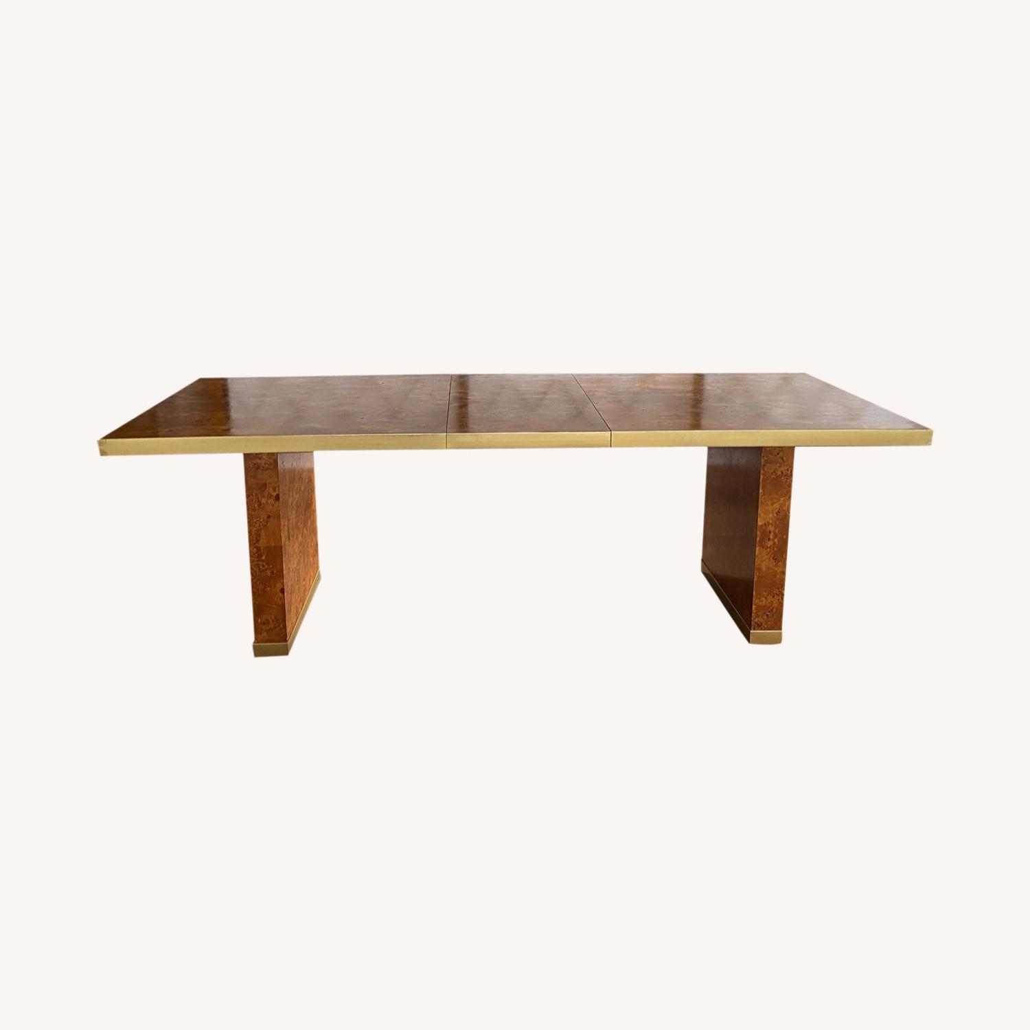 Pierre Cardin Signed Burled and Brass Dining Table - image-0