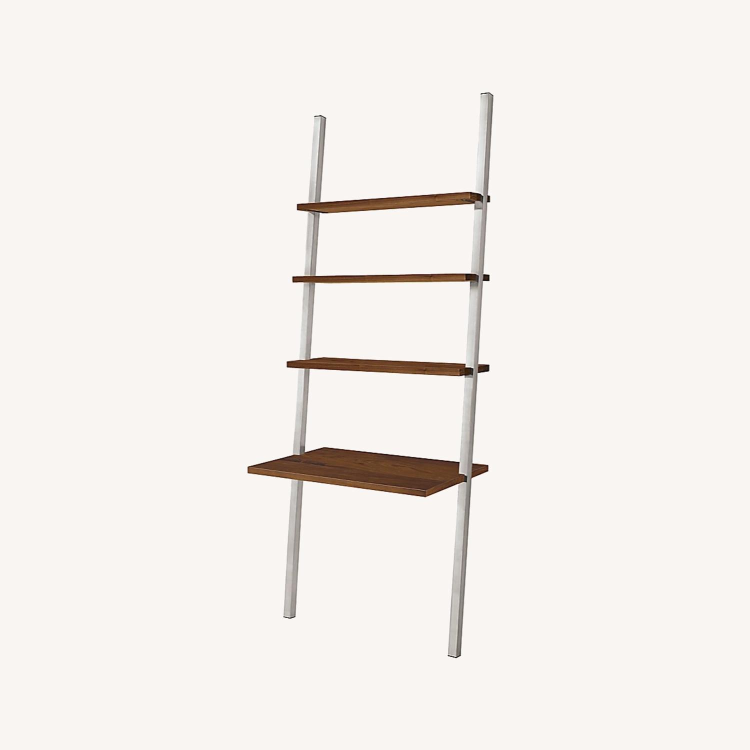 Room & Board White and Walnut Gallery Leaning Desk - image-0