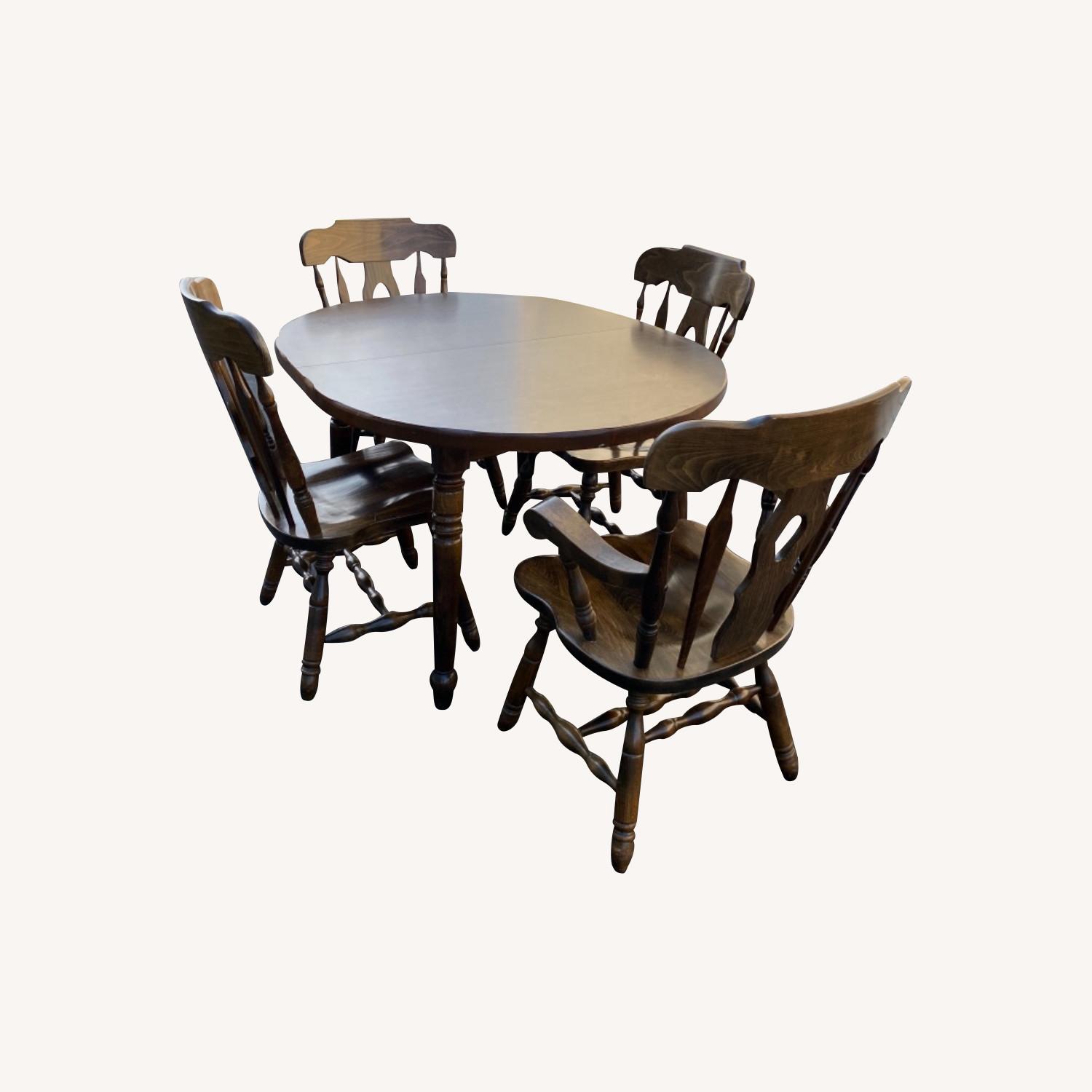 Solid Wood Dining Table with 4 Chairs - AptDeco