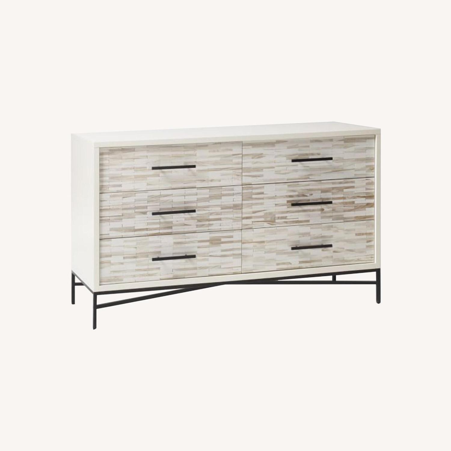 West Elm Wood Tiled 6Drawer Dresser, Whitewash AptDeco