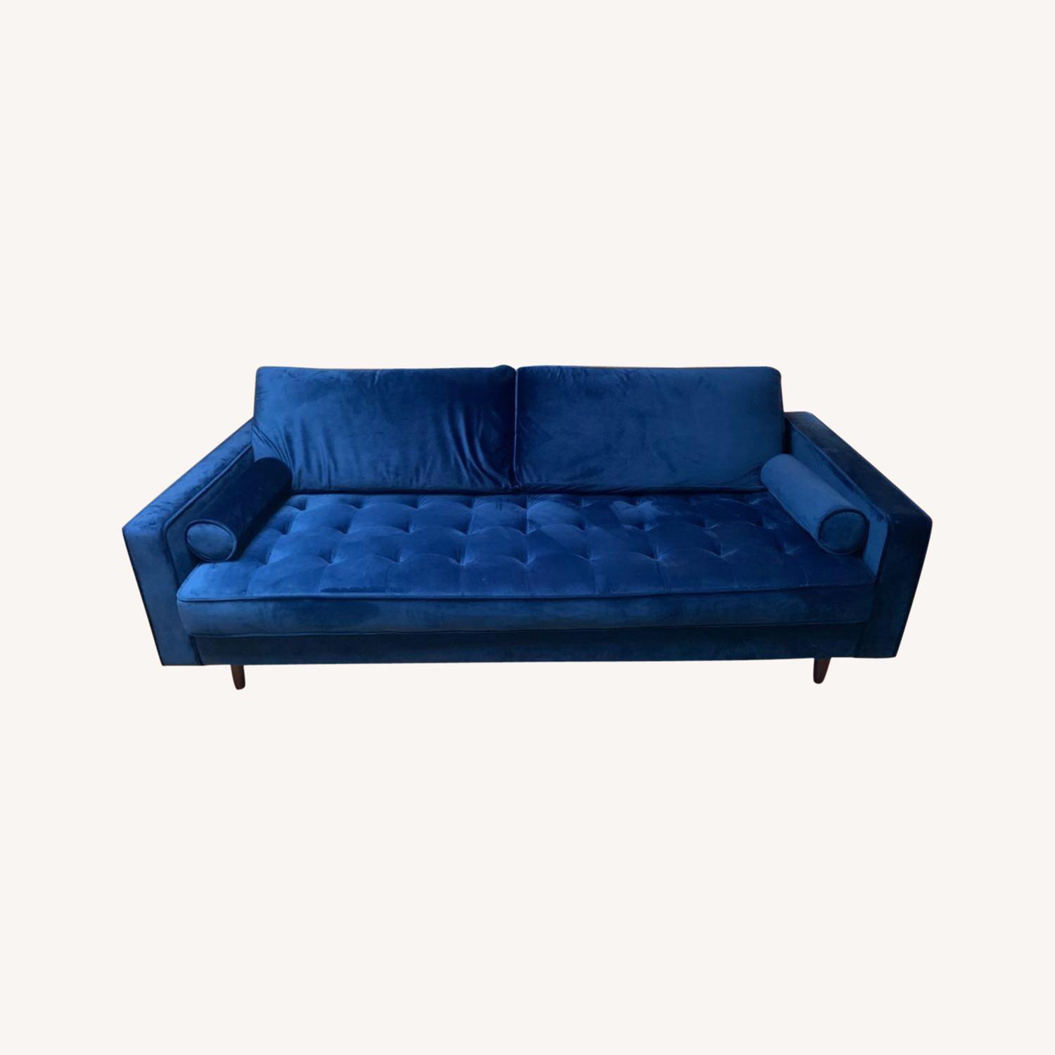 AllModern Royal Blue Velvet Long Sofa AptDeco