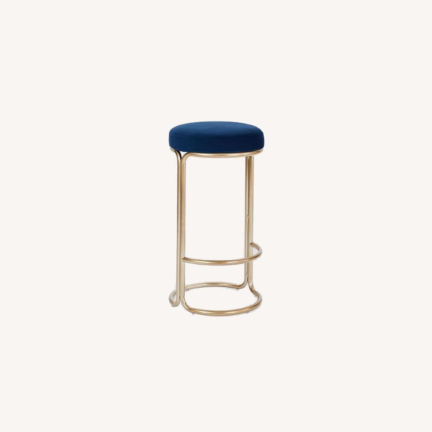West Elm Cora Blue Velvet Counter Stools AptDeco