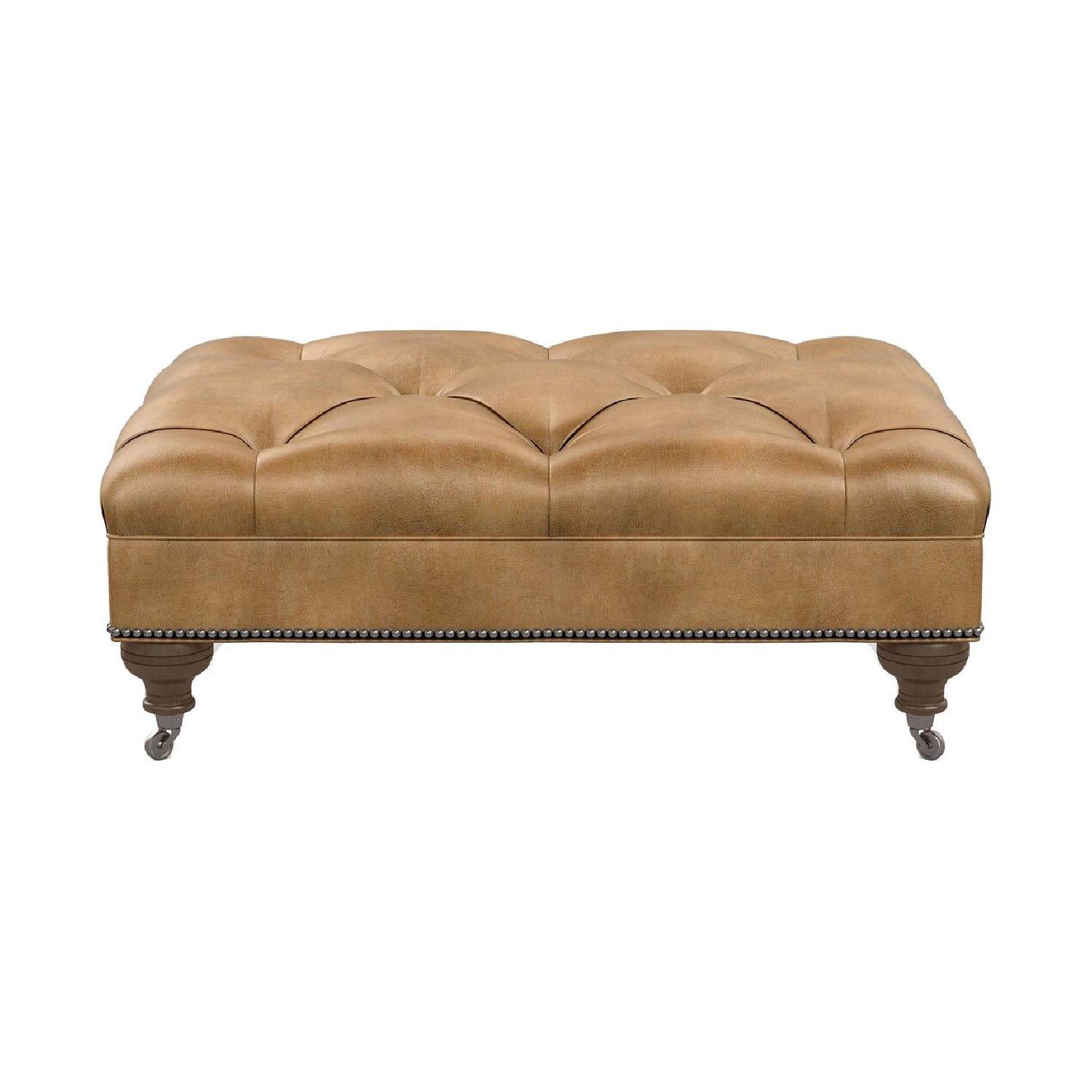 Ethan Allen Anton Leather Ottoman - image-7