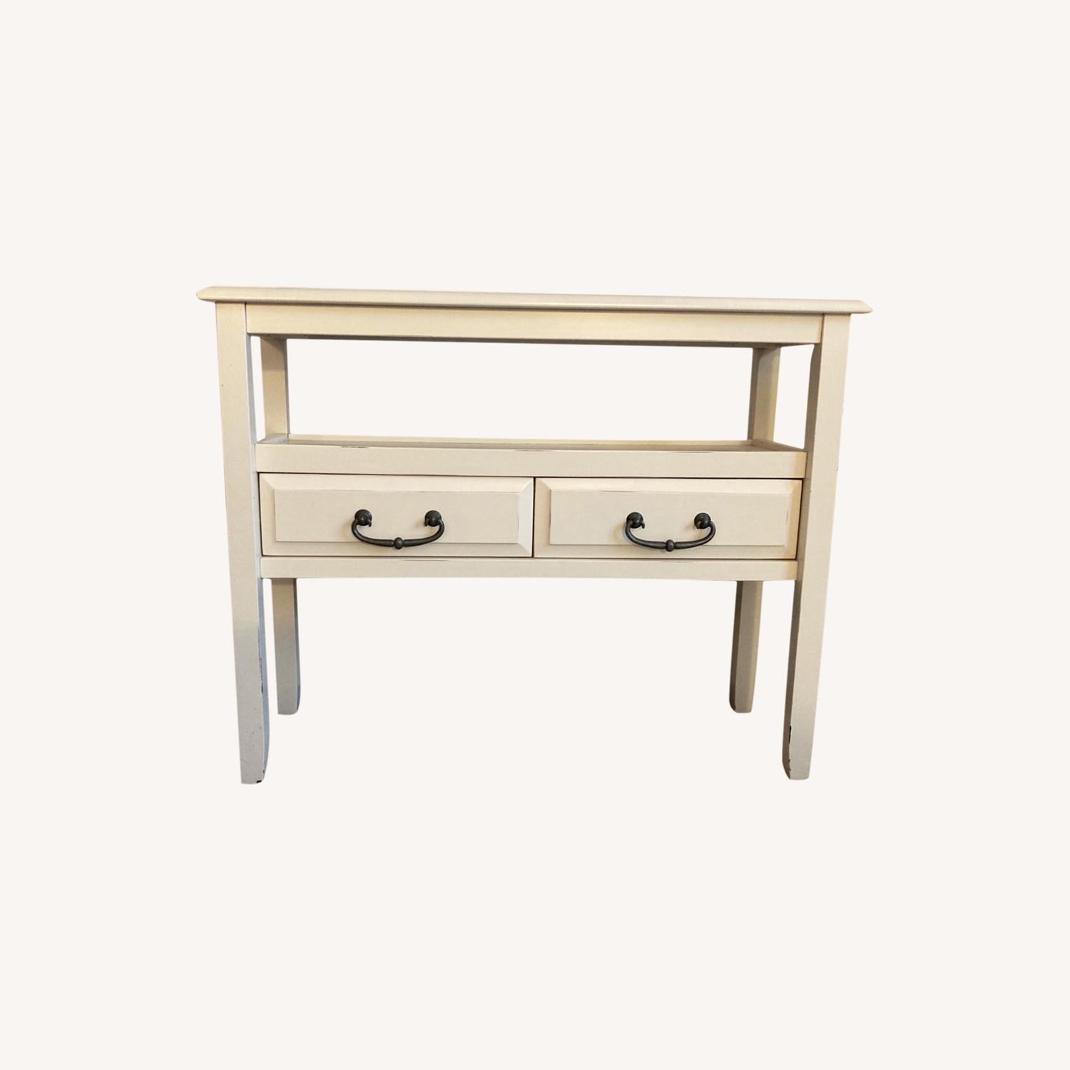 Pottery Barn White Sideboard with two Drawers AptDeco