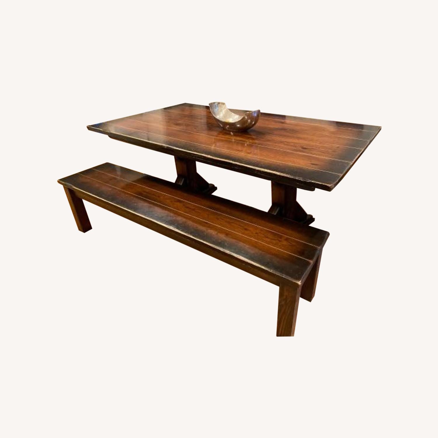 Custom Farmhouse Dining Table & Matching Bench AptDeco