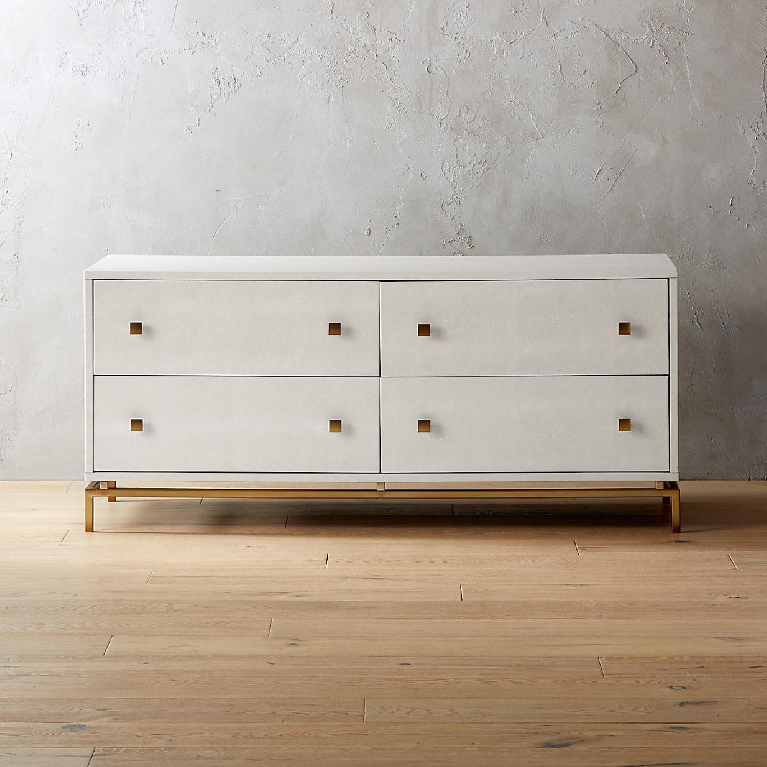 CB2 Ivory Shagreen Embossed Low Dresser - image-6