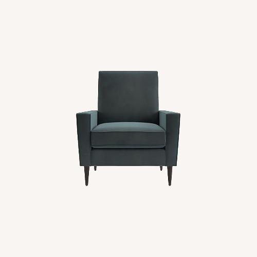 Used Crate & Barrel Teal Velvet Recliner Arm Chair for sale on AptDeco