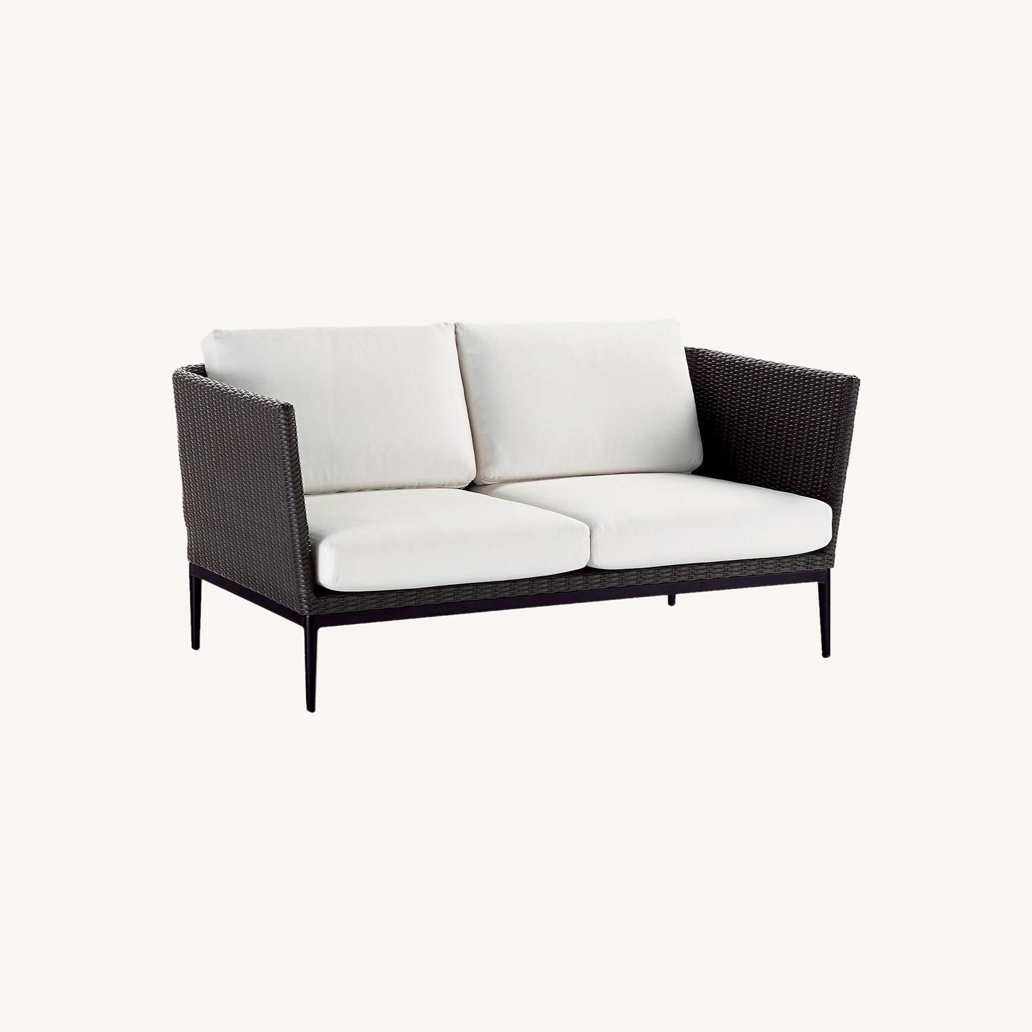 Frontgate Outdoor Patio Palazzo Loveseat and Cover AptDeco