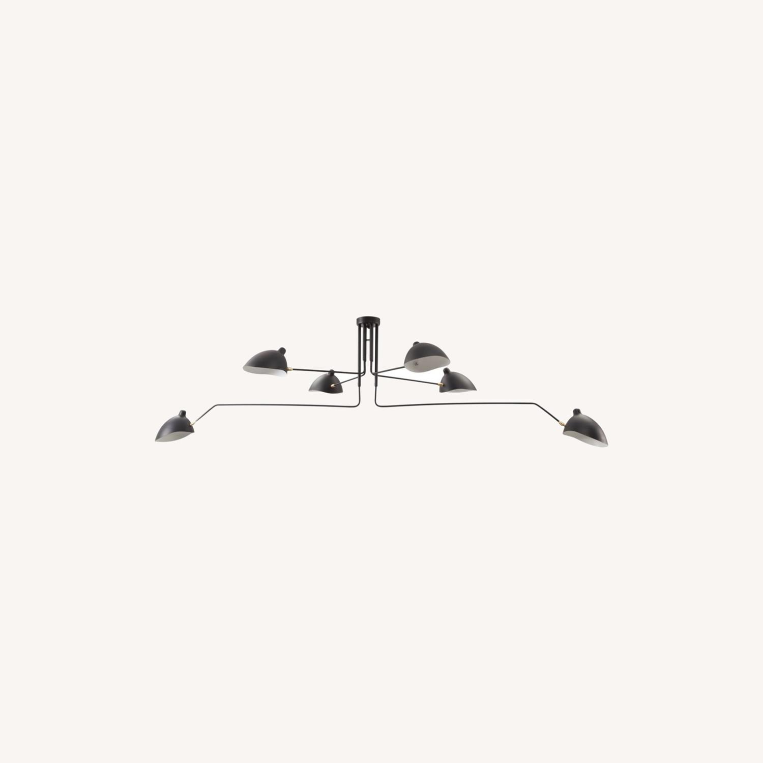 Serge Mouille Style Ceiling Lamp 6 Arms, Black - image-0