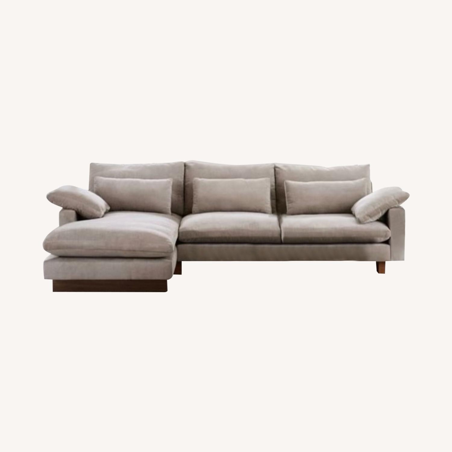 West Elm Harmony Sectional Sofa Chaise Velvet - image-0