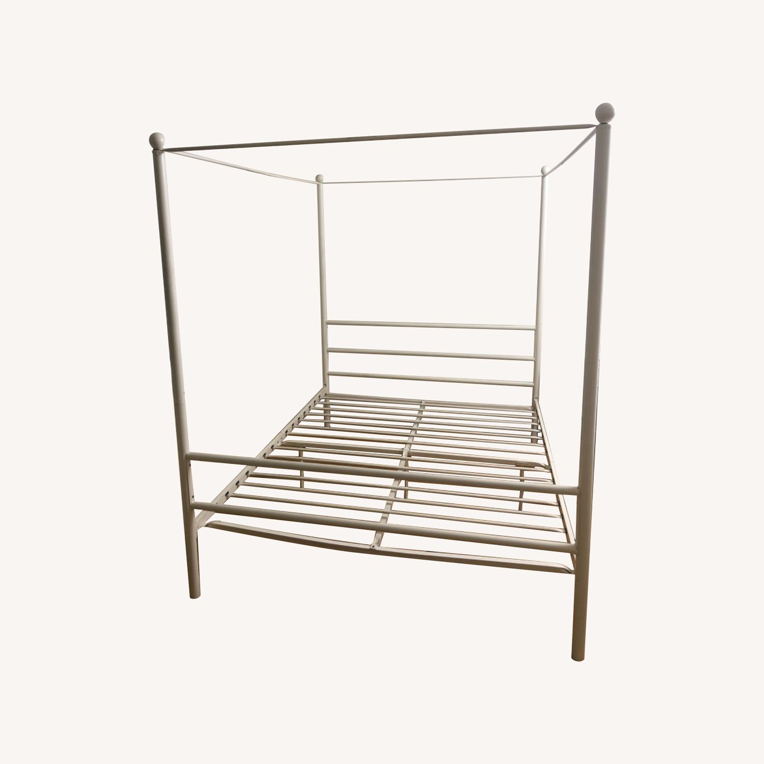 Off White Metal Canopy Bed - image-0