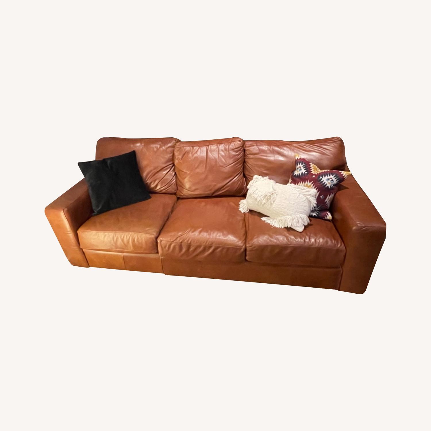 Brown Natural Leather Sofa AptDeco