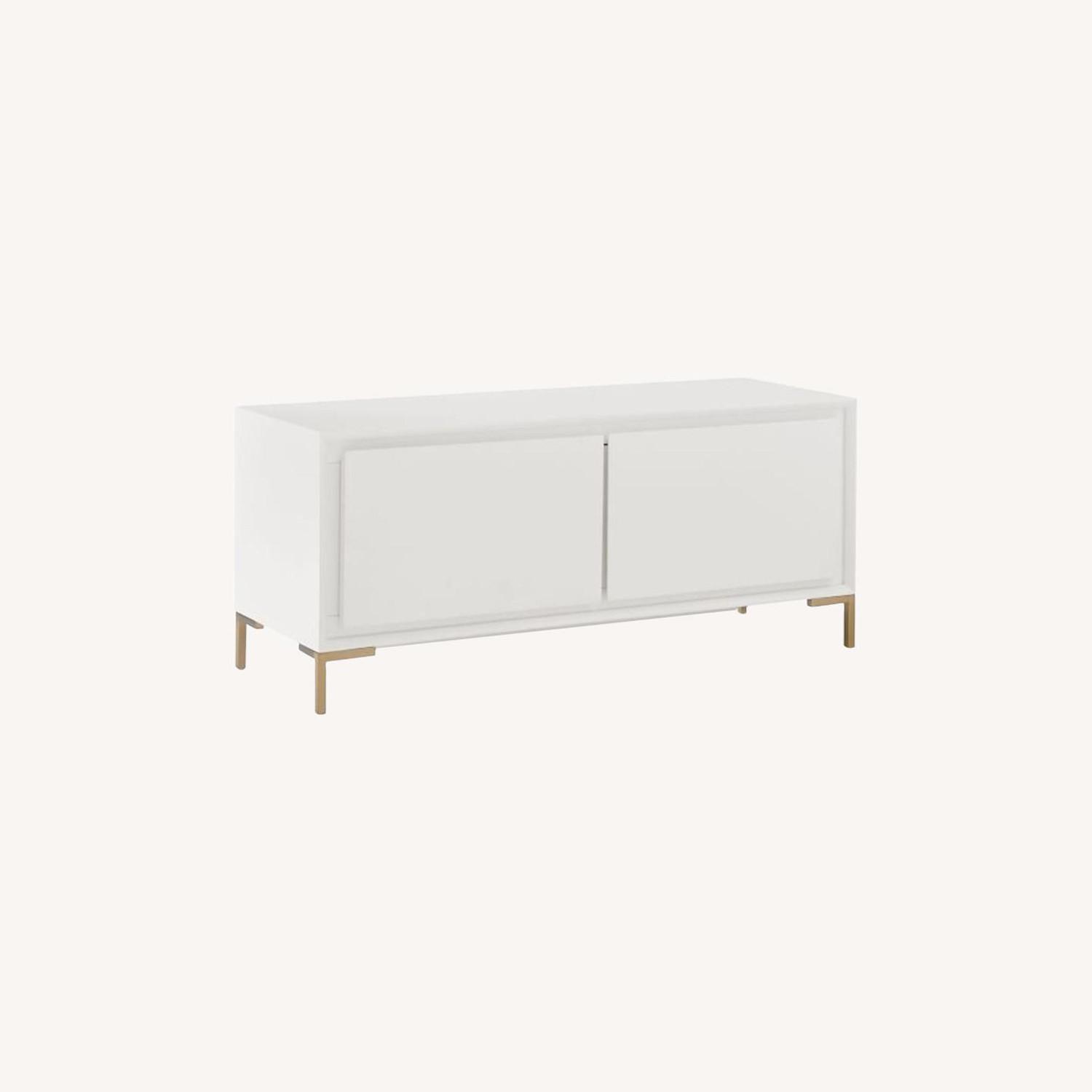 West Elm Nolan Bench, White + Light Bronze AptDeco