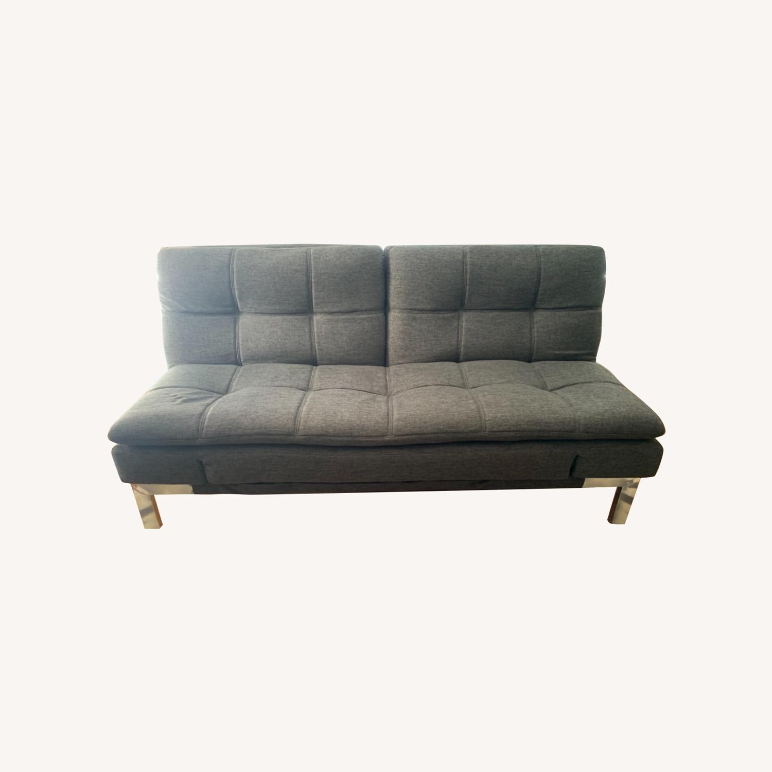 Slate gray futon with Serta Mattress Top - image-0
