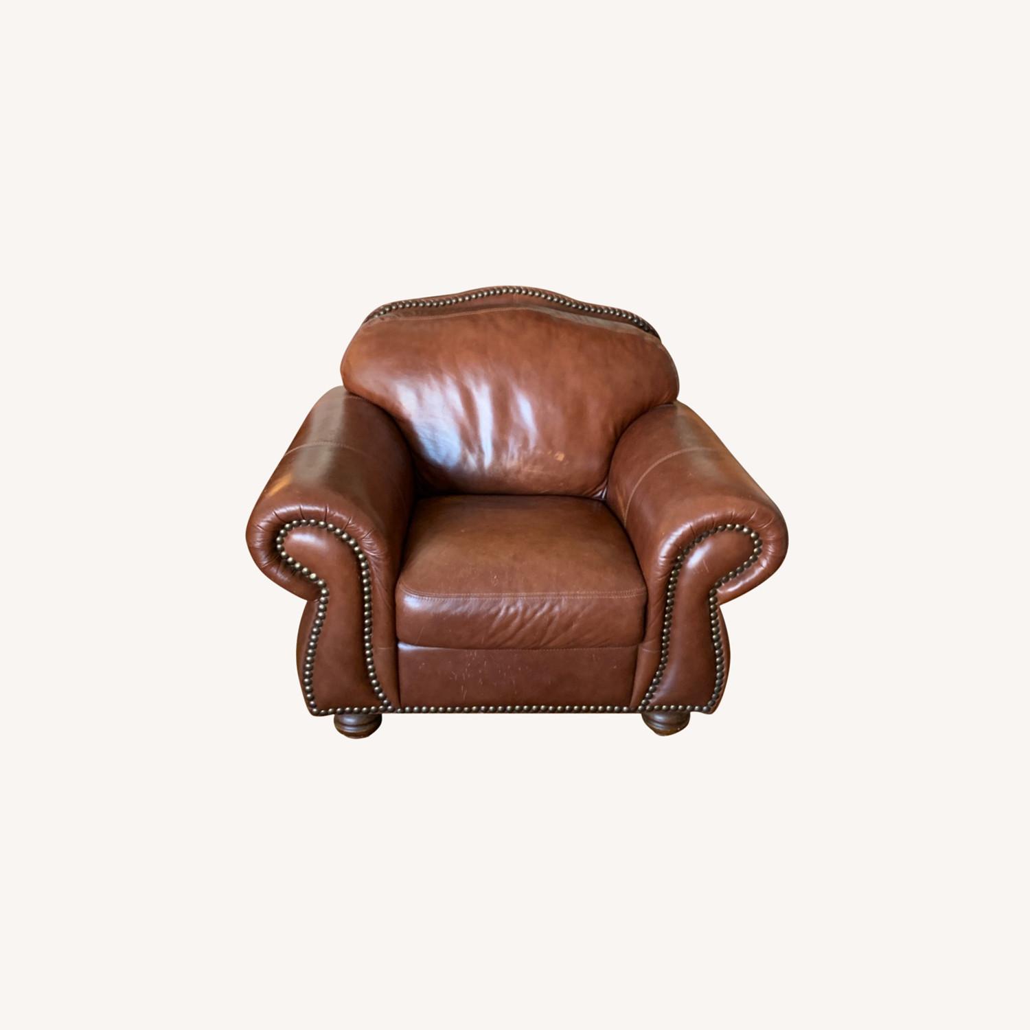 Macy's Dark Brown Leather Armchair - image-0