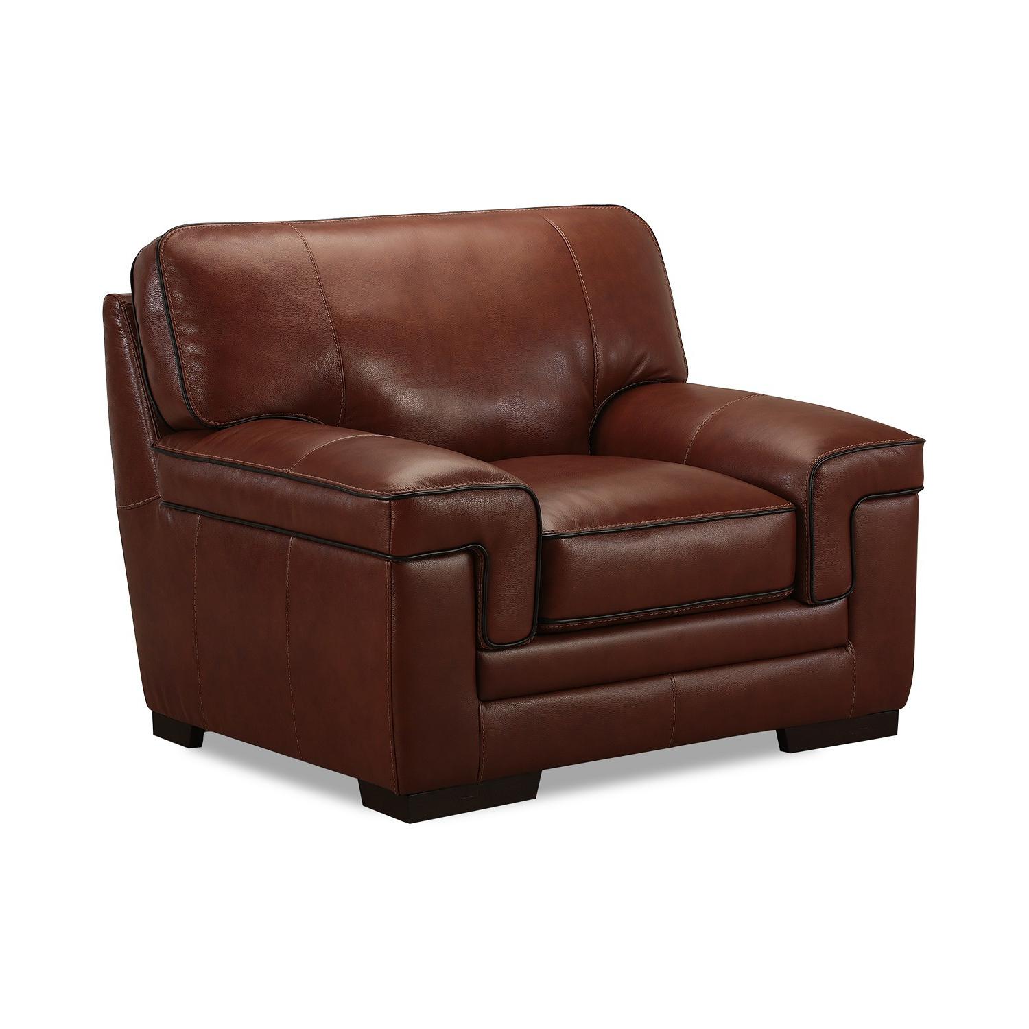 Macy's Leather Chair and Ottoman AptDeco
