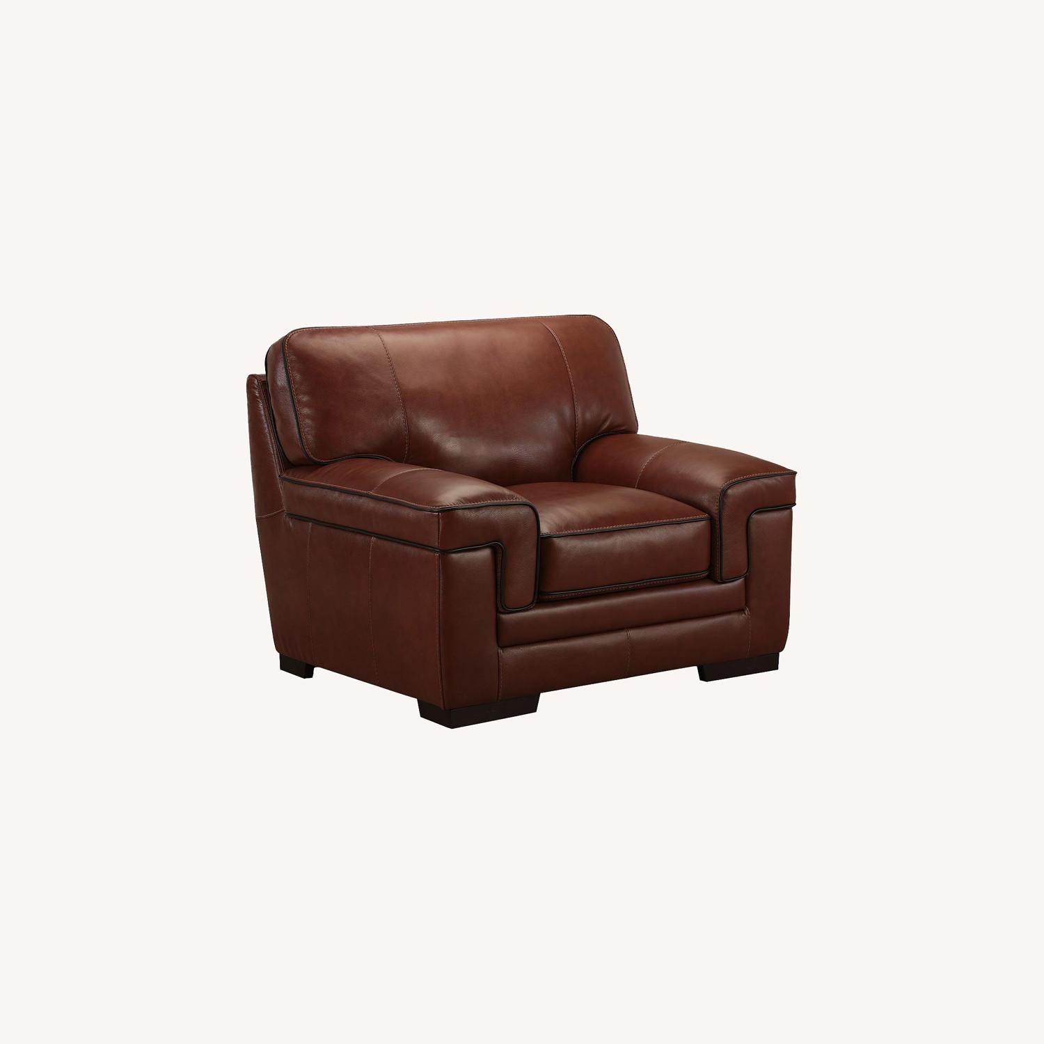 Macy's Leather Chair and Ottoman AptDeco
