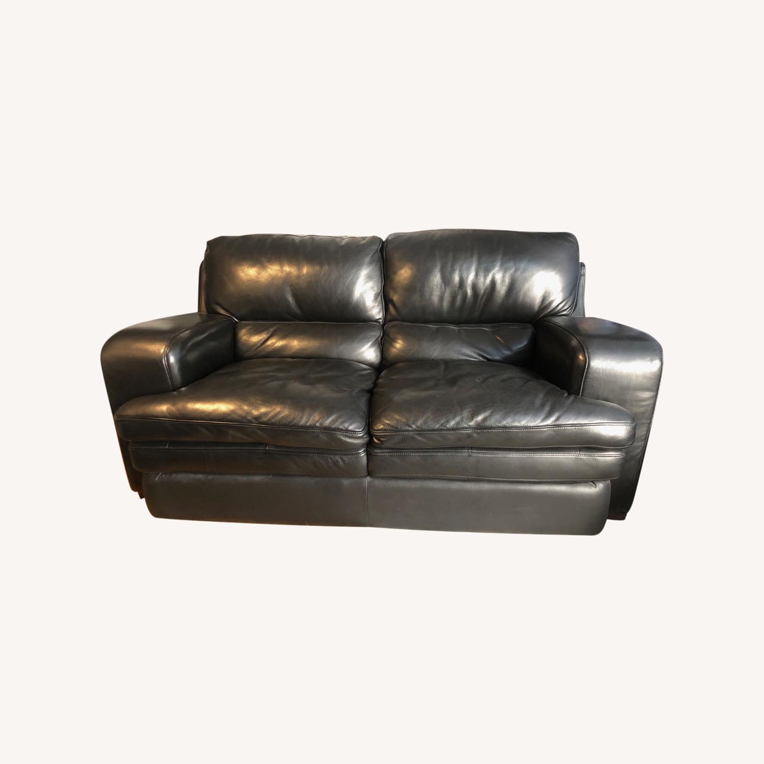 Black Leather 2 seater couch - image-0