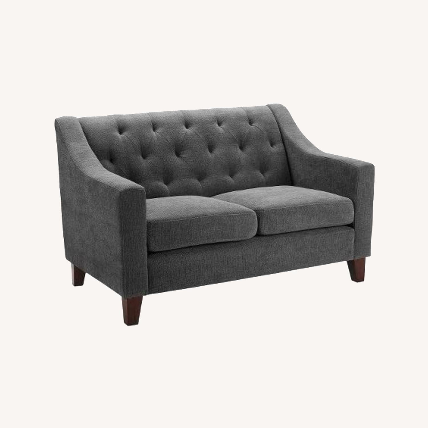 Target Gray Tufted Loveseat Sofa AptDeco