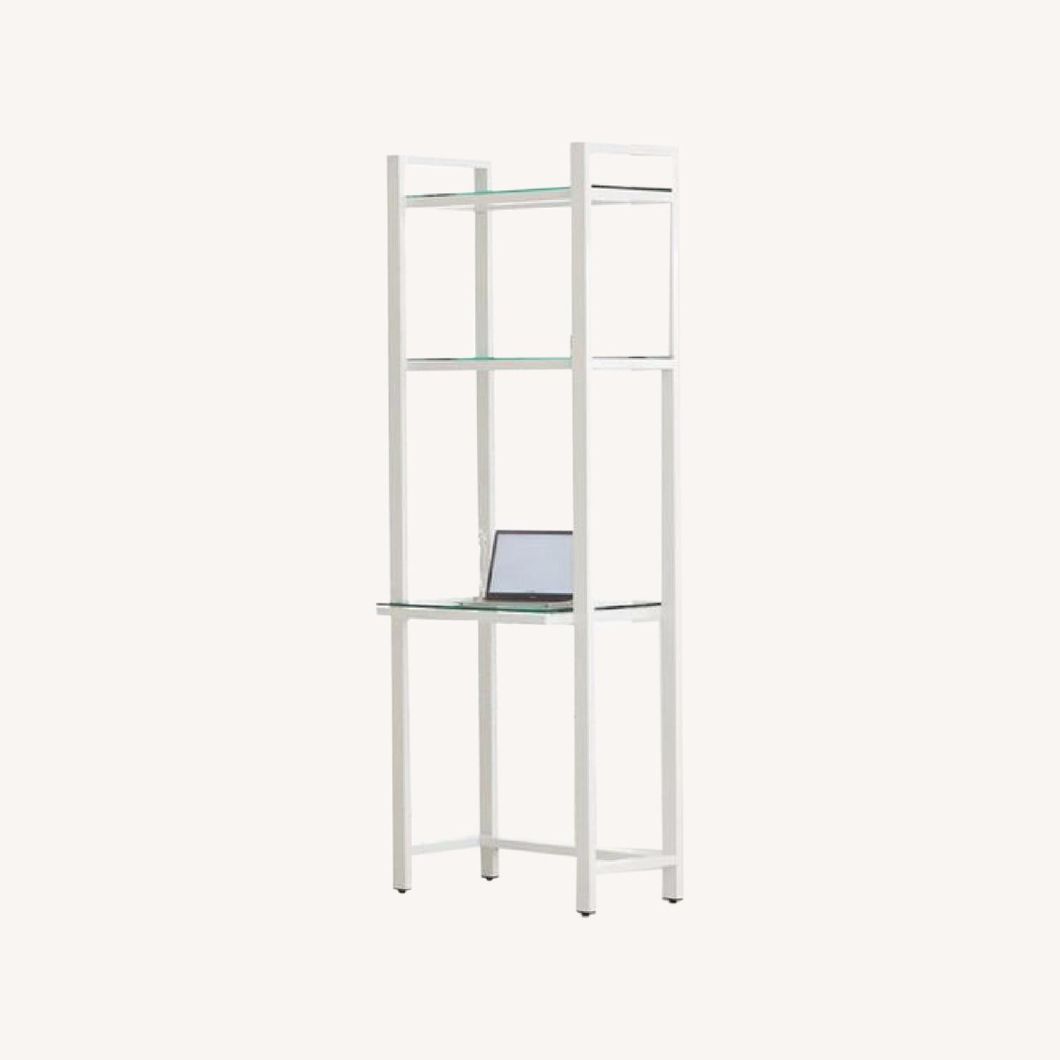 Crate & Barrel Glass / Metal Desk with Shelves AptDeco