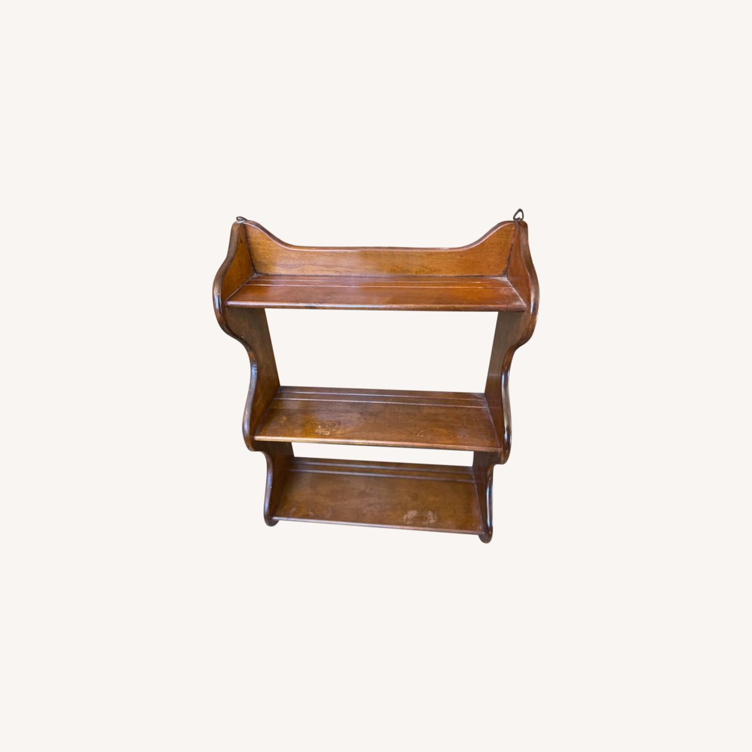 Vintage 1970s Knick Knack Solid Wood Shelf - image-0