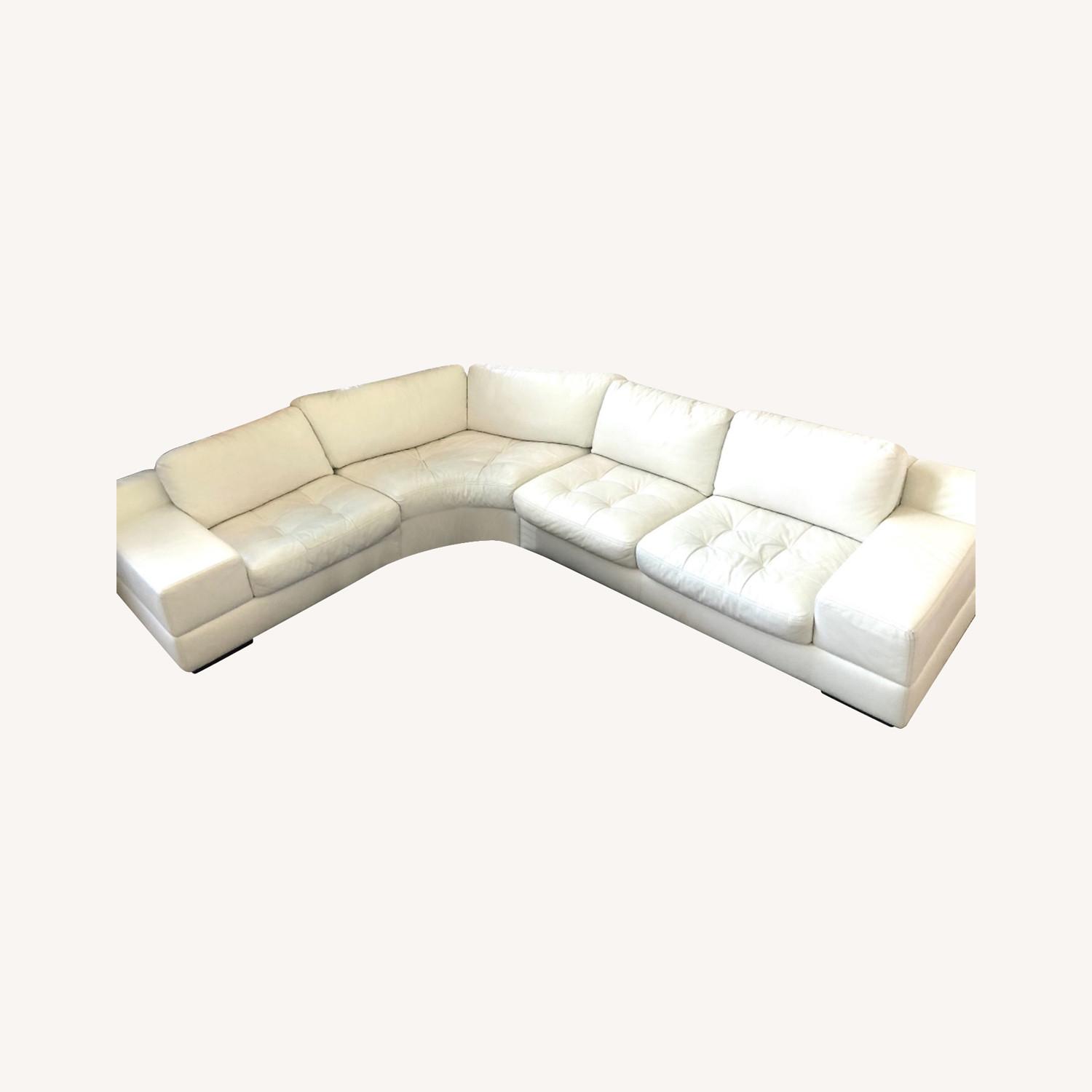 White Top grain Leather Sectional Sofa AptDeco