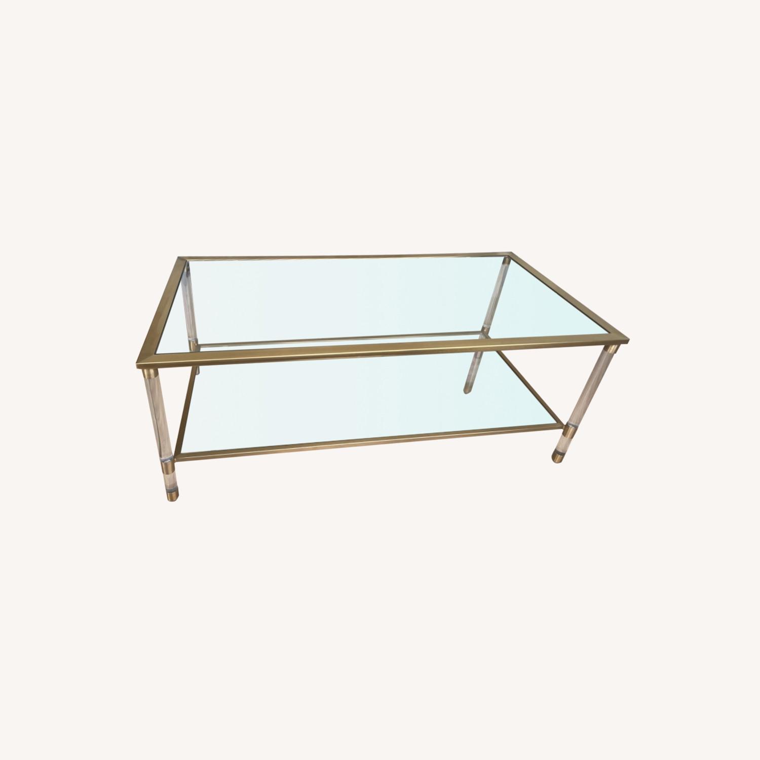 Wisteria Glass Coffee Table with Brass Detail AptDeco